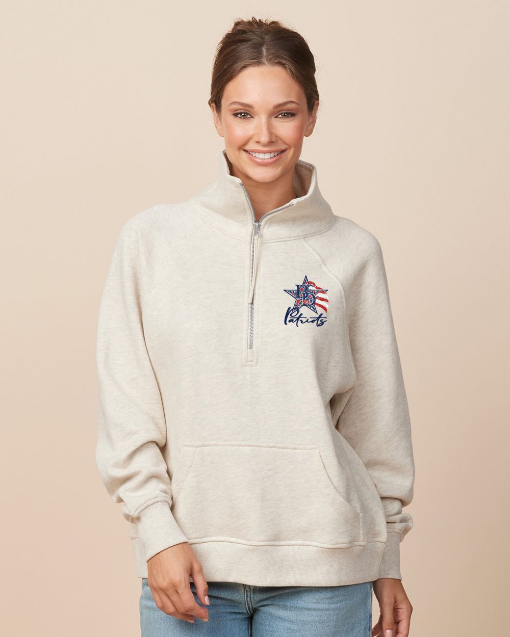 Britton Deerfield Floral Ladies Boxy Half Zip Fleece