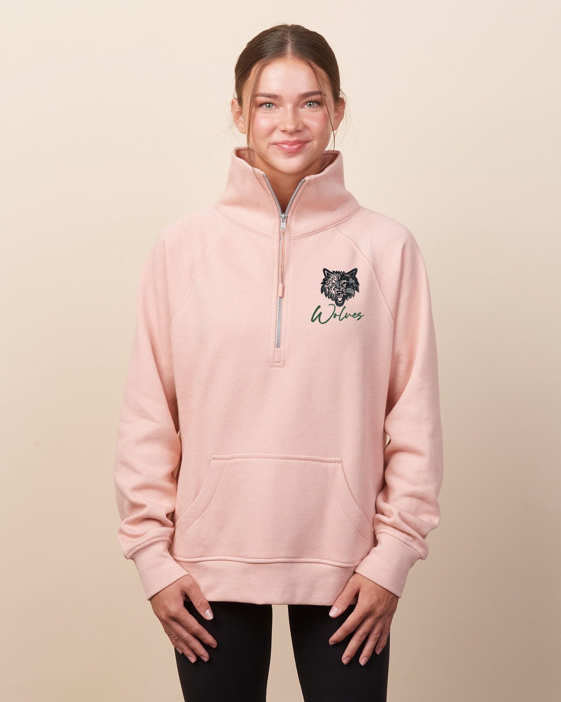 Genesee Wolves Floral Ladies Boxy Half Zip Fleece