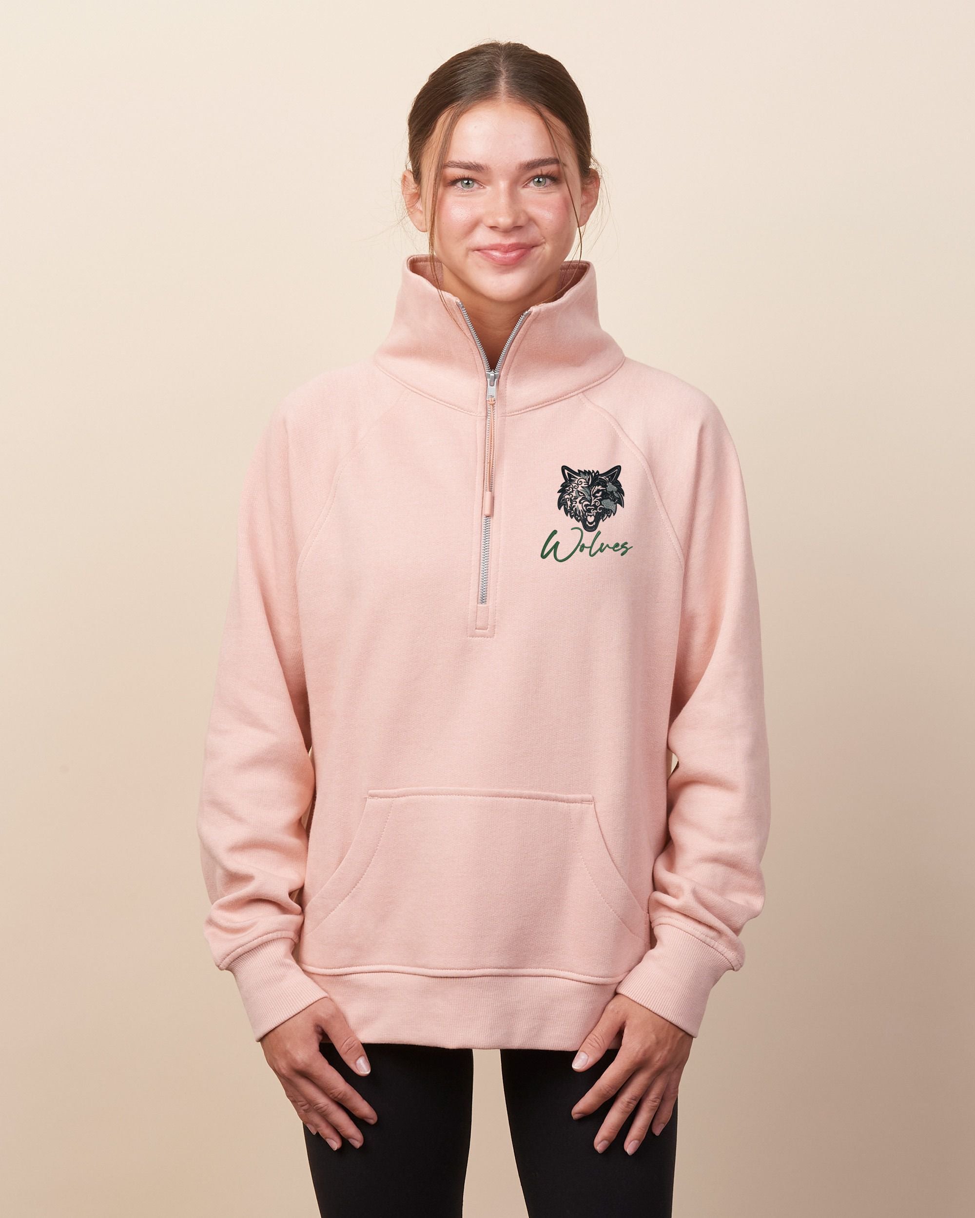 Genesee Wolves Floral Ladies Boxy Half Zip Fleece