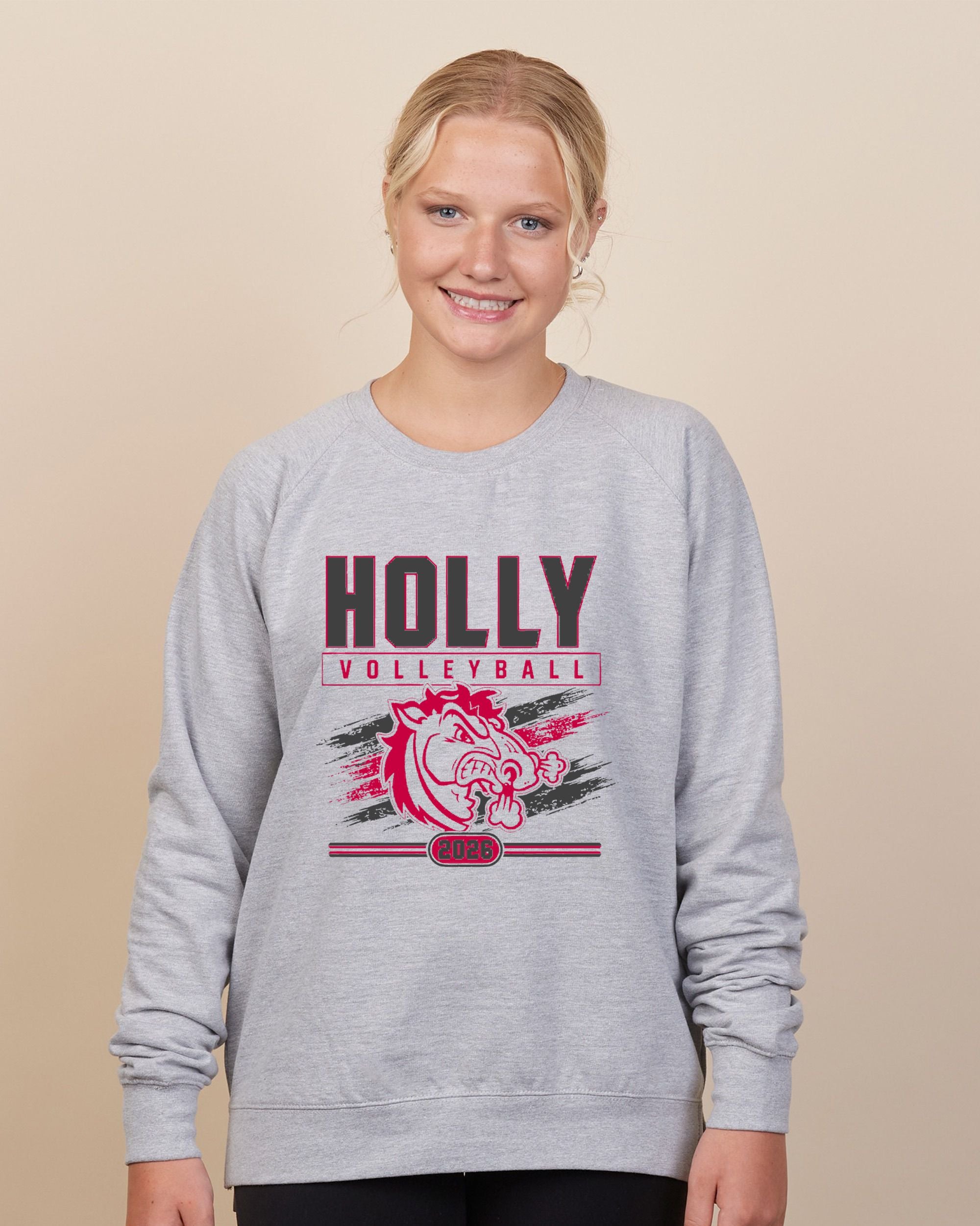 Holly Volleyball Ladies Midweight Pullover Crew