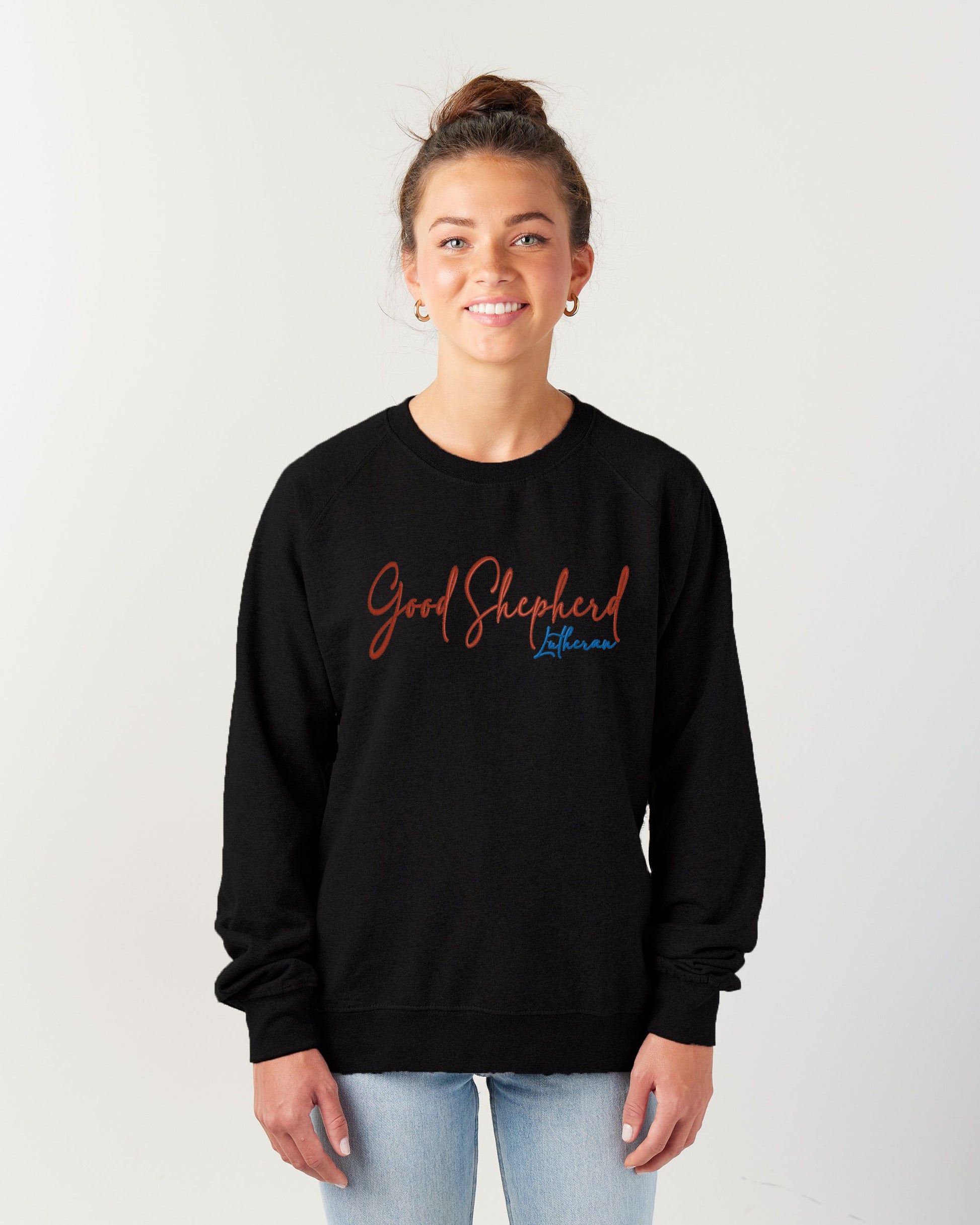 Good Shepherd Lutheran Script Ladies Midweight Pullover Crew