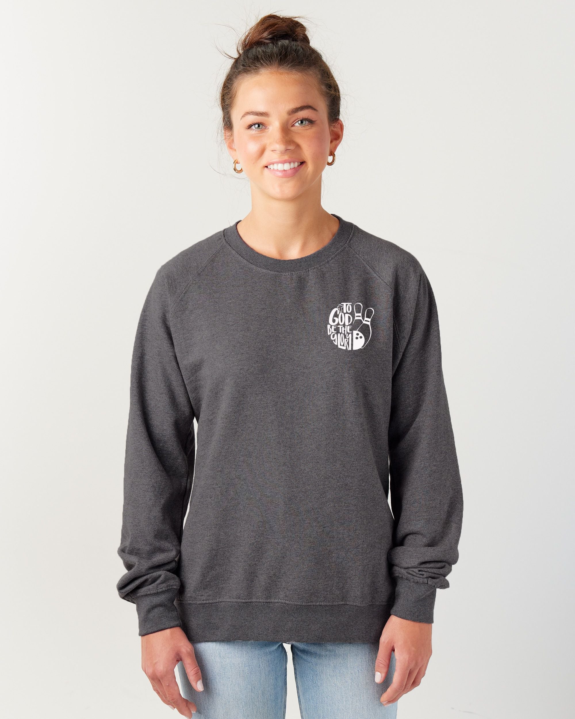 To God Be The Glory Bowling Ladies Midweight Pullover Crew