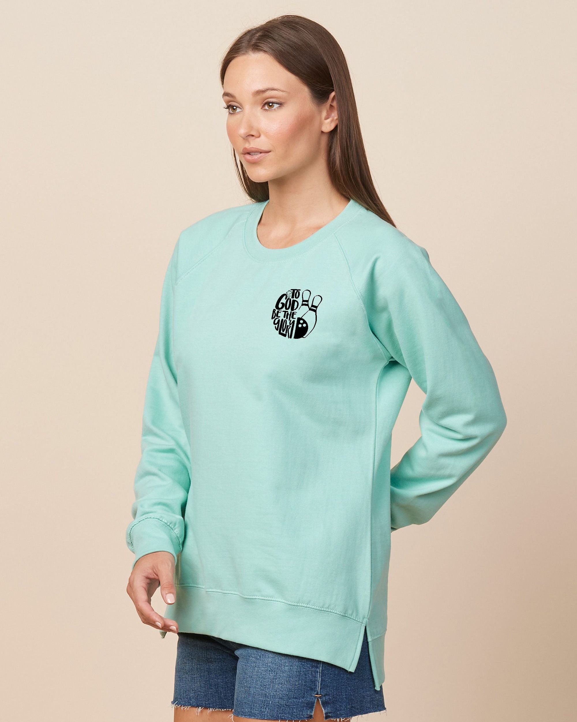 To God Be The Glory Bowling Ladies Midweight Pullover Crew