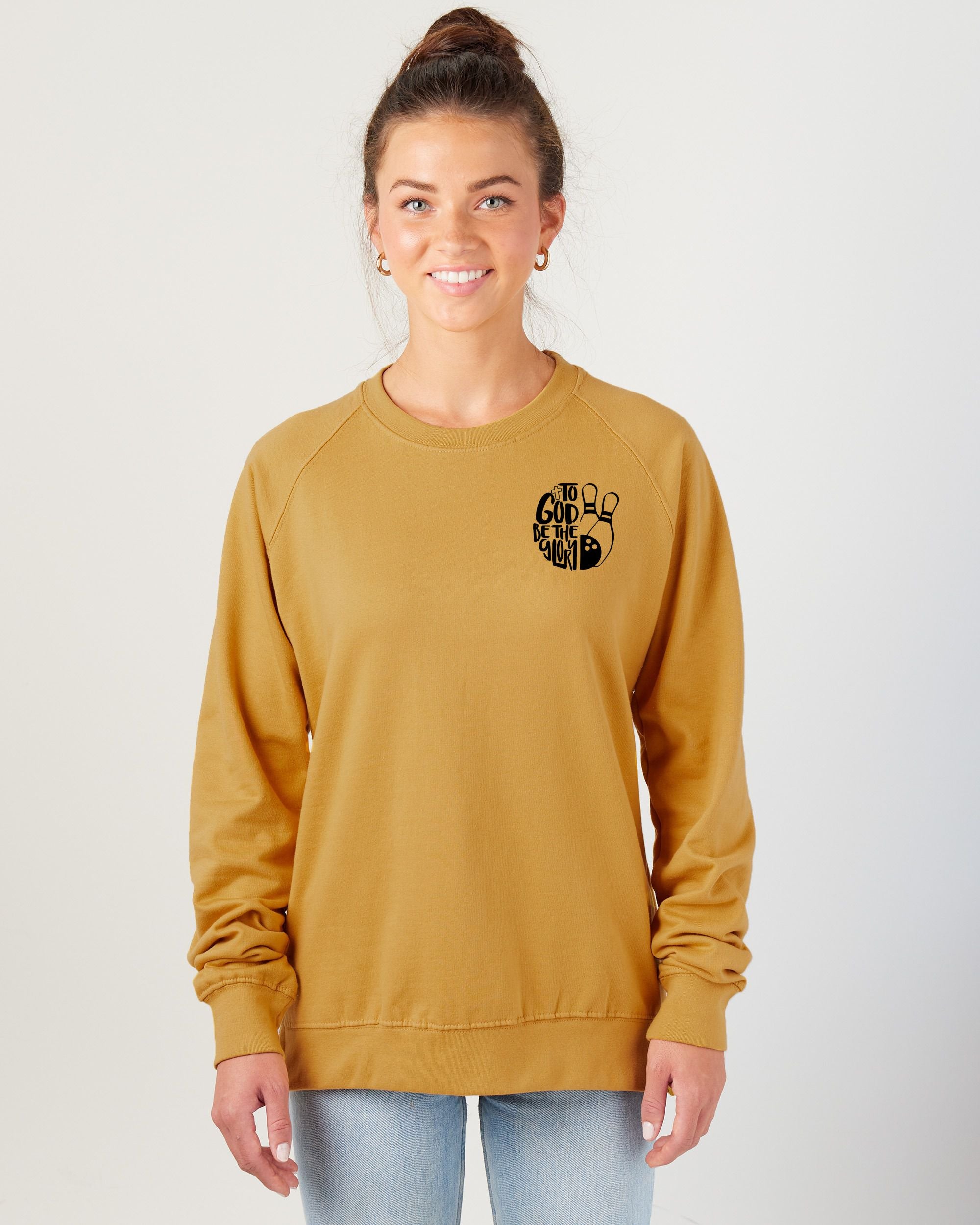 To God Be The Glory Bowling Ladies Midweight Pullover Crew