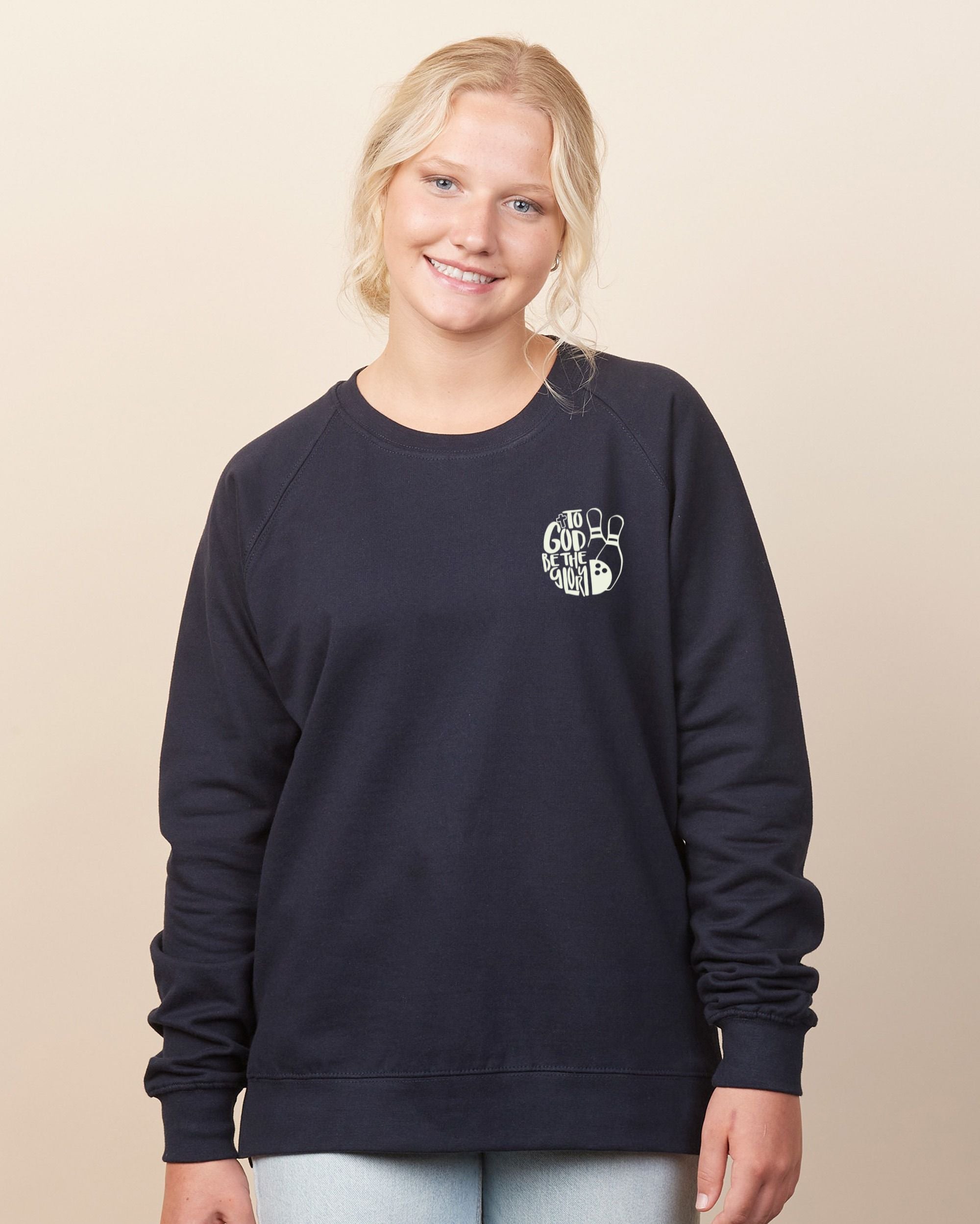To God Be The Glory Bowling Ladies Midweight Pullover Crew