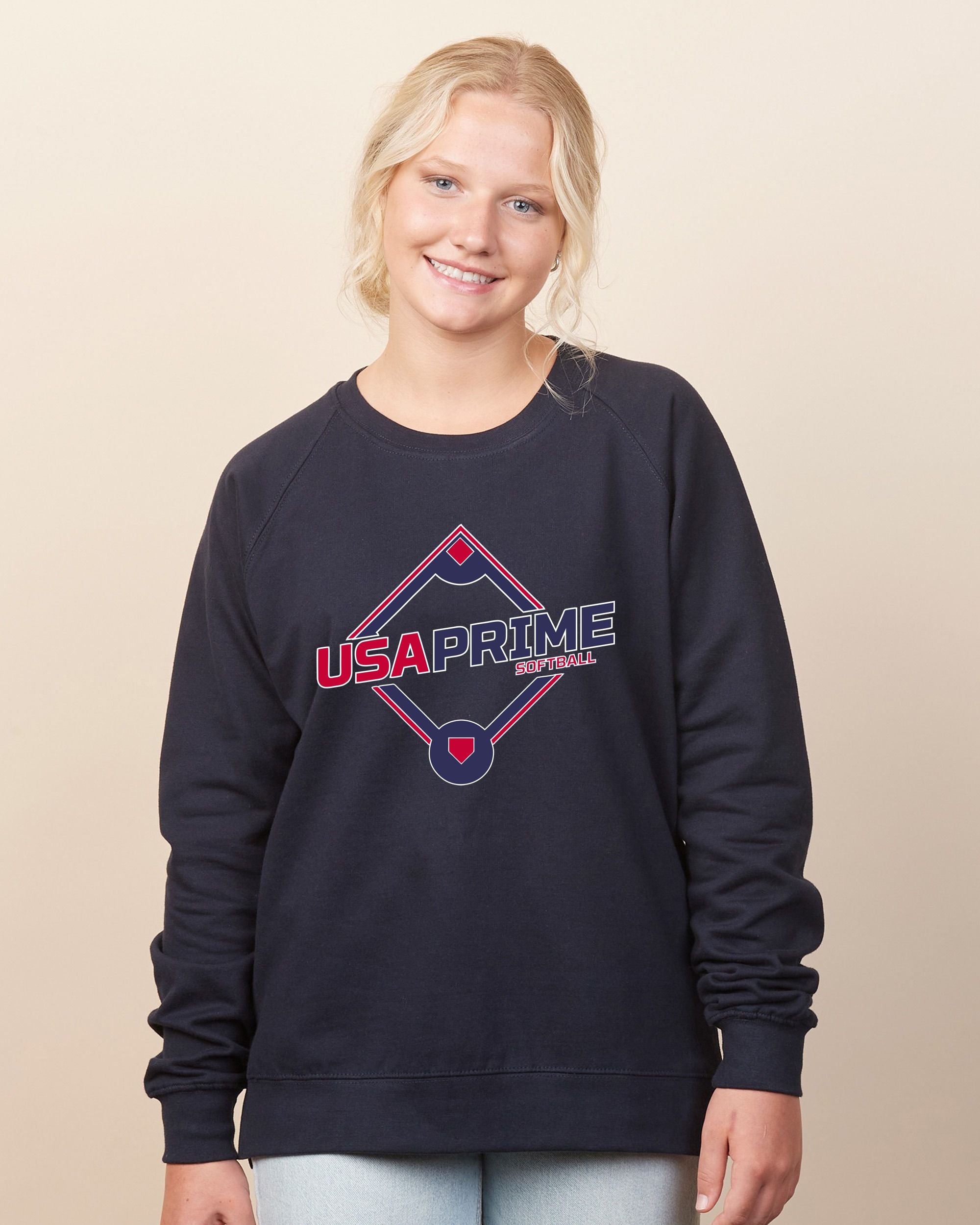 USA Prime Softball Ladies Midweight Pullover Crew