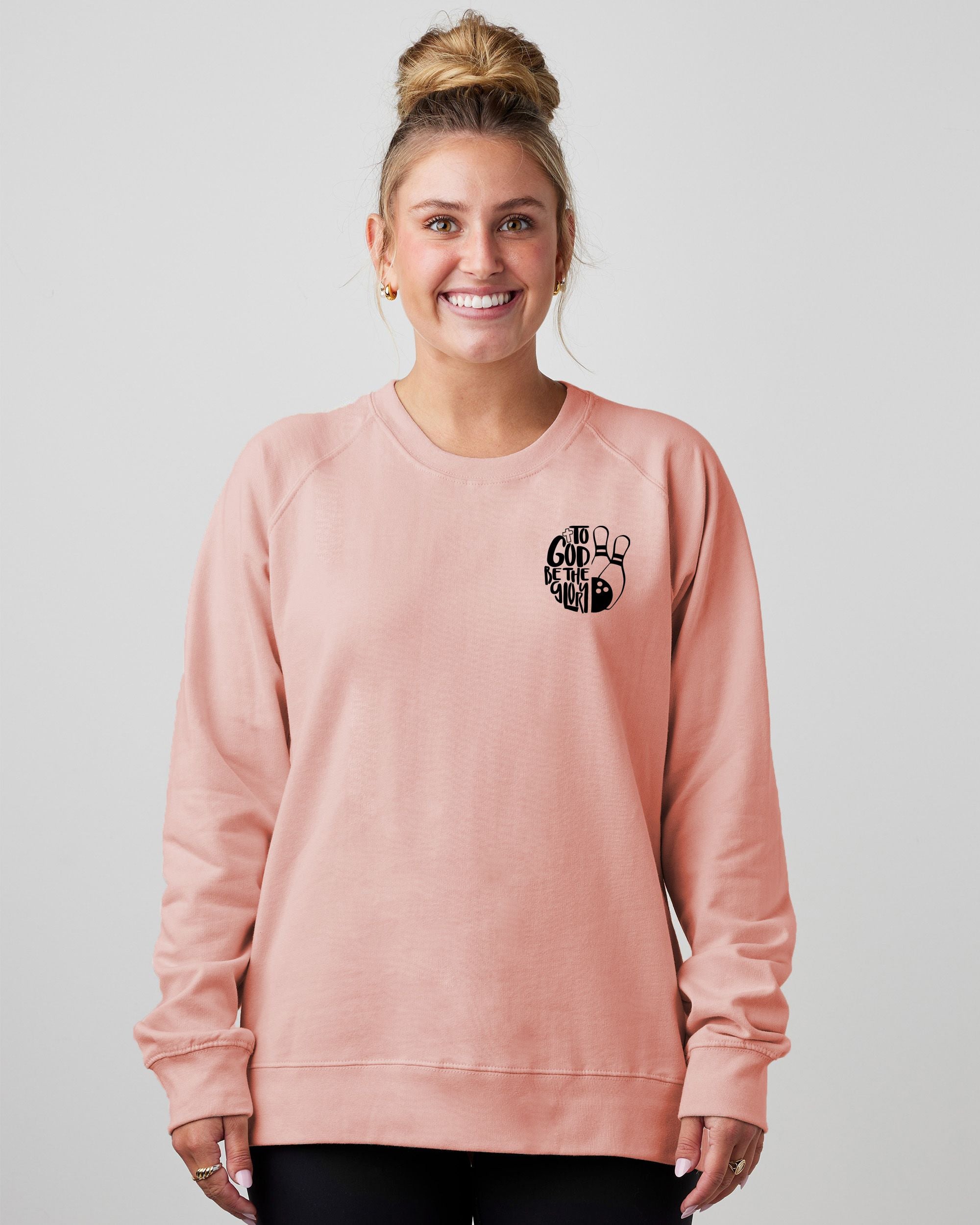 To God Be The Glory Bowling Ladies Midweight Pullover Crew