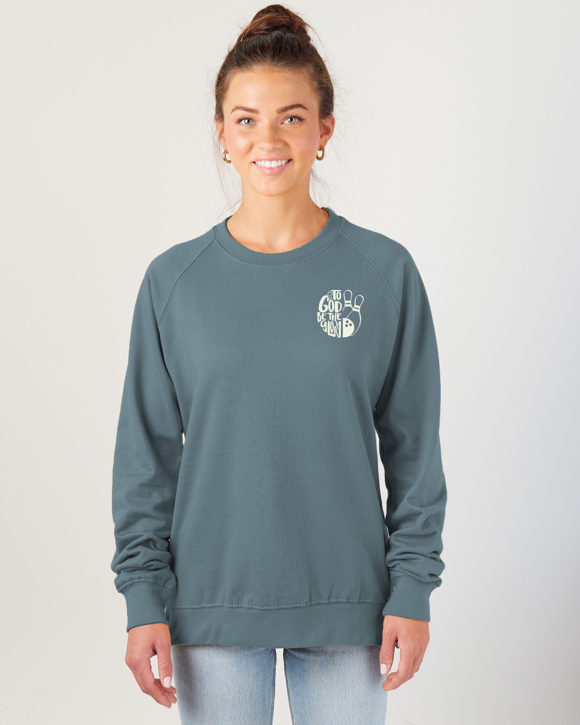 To God Be The Glory Bowling Ladies Midweight Pullover Crew