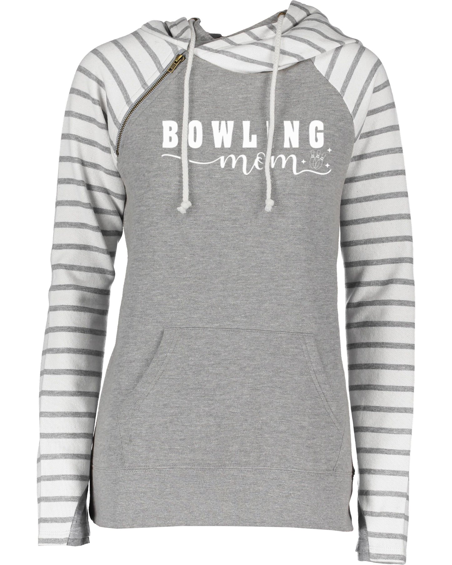 Bowling Mom Ladies Stripe Double Hood Pullover