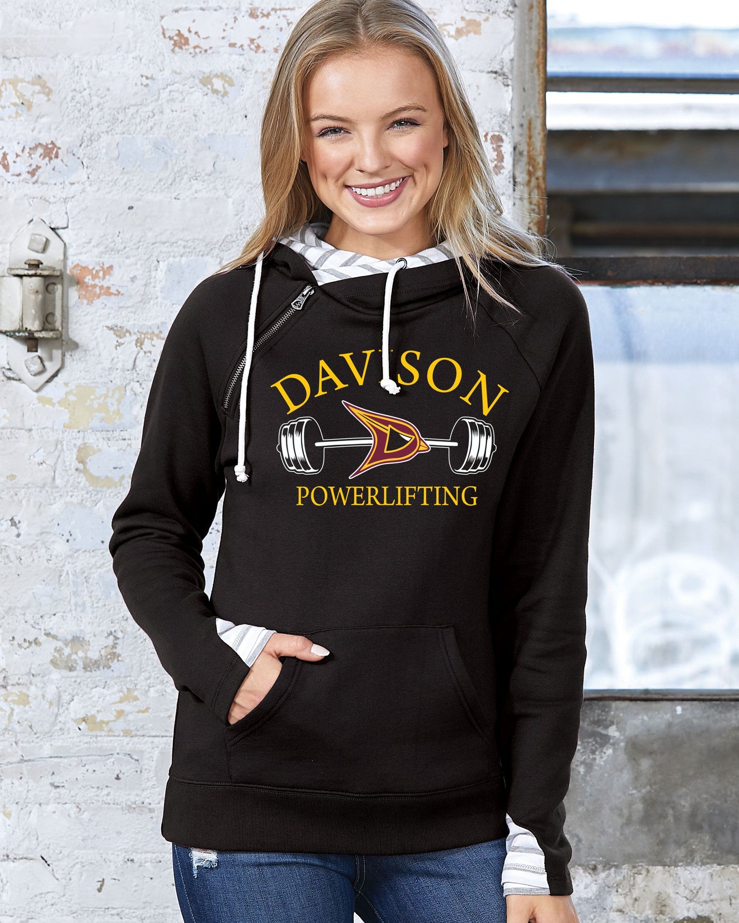 Davison Powerlifting Ladies Stripe Double Hood Pullover