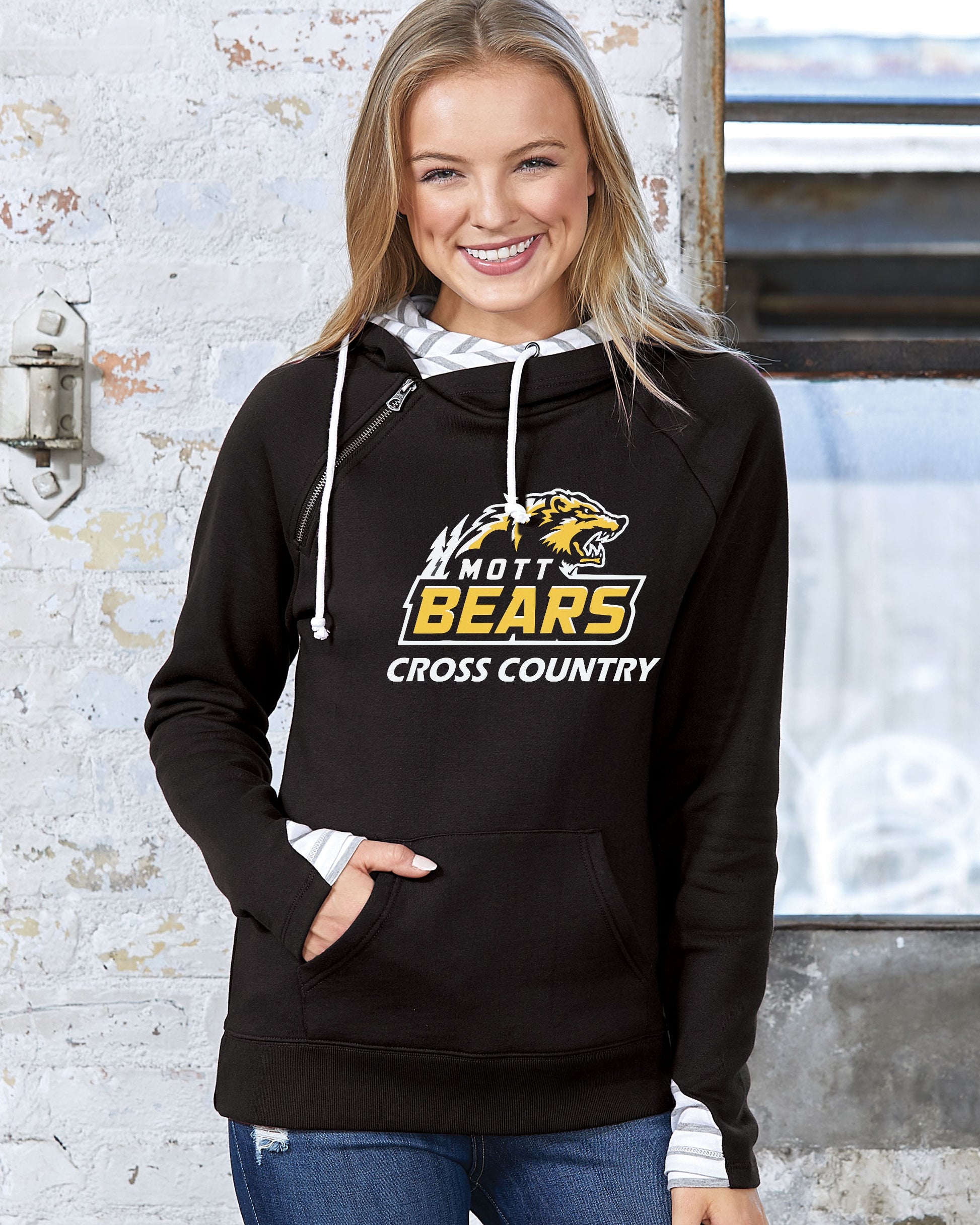 Mott Cross Country Ladies Stripe Double Hood Pullover