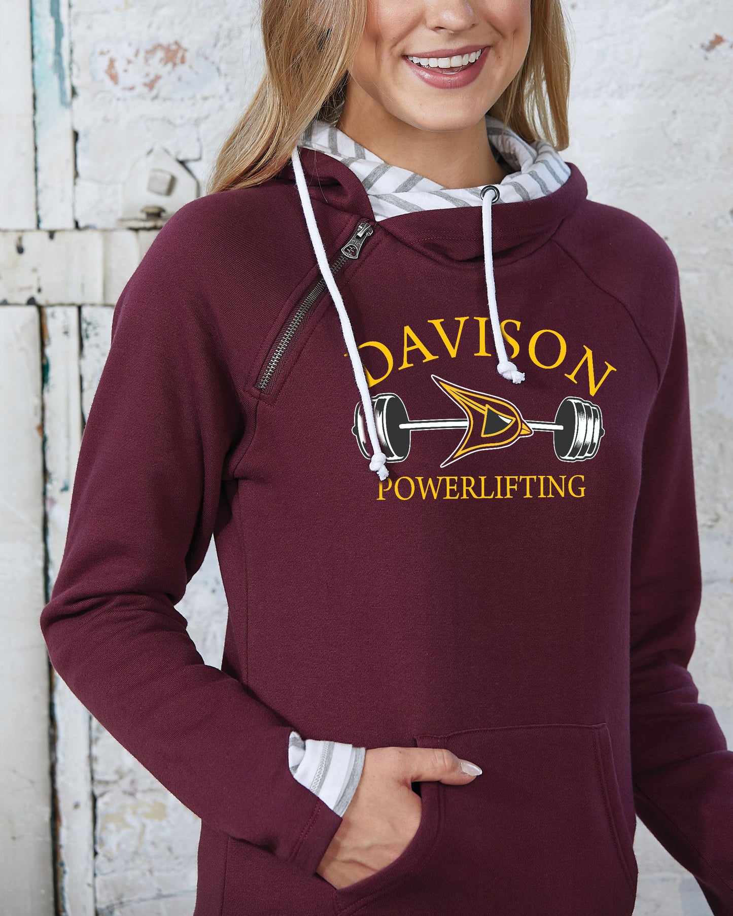 Davison Powerlifting Ladies Stripe Double Hood Pullover