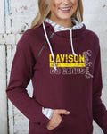 Davison Cardinals Ladies Stripe Double Hood Pullover