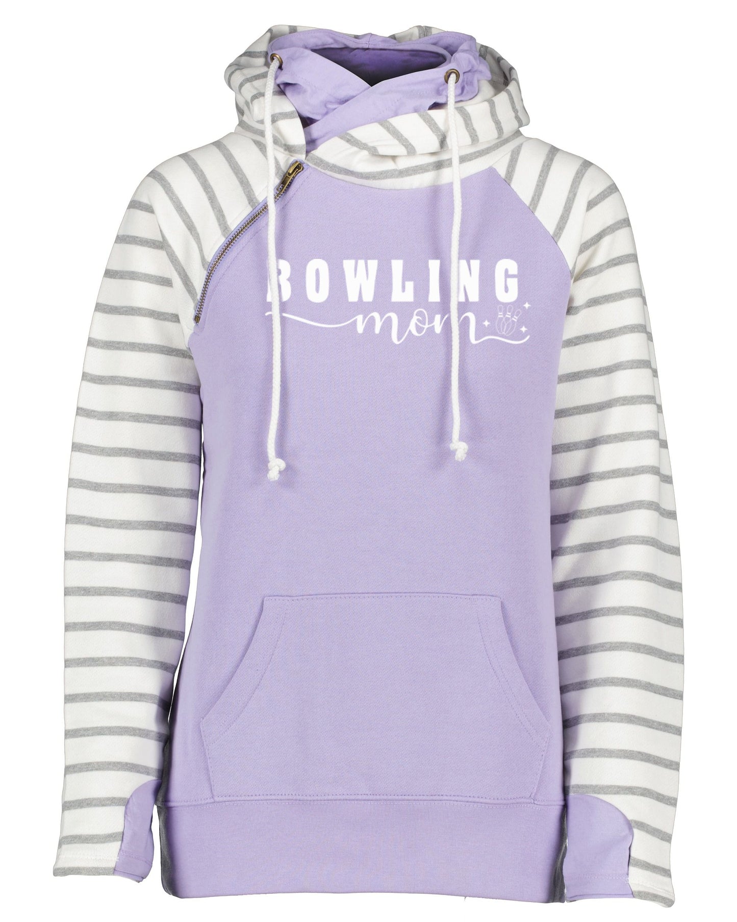 Bowling Mom Ladies Stripe Double Hood Pullover