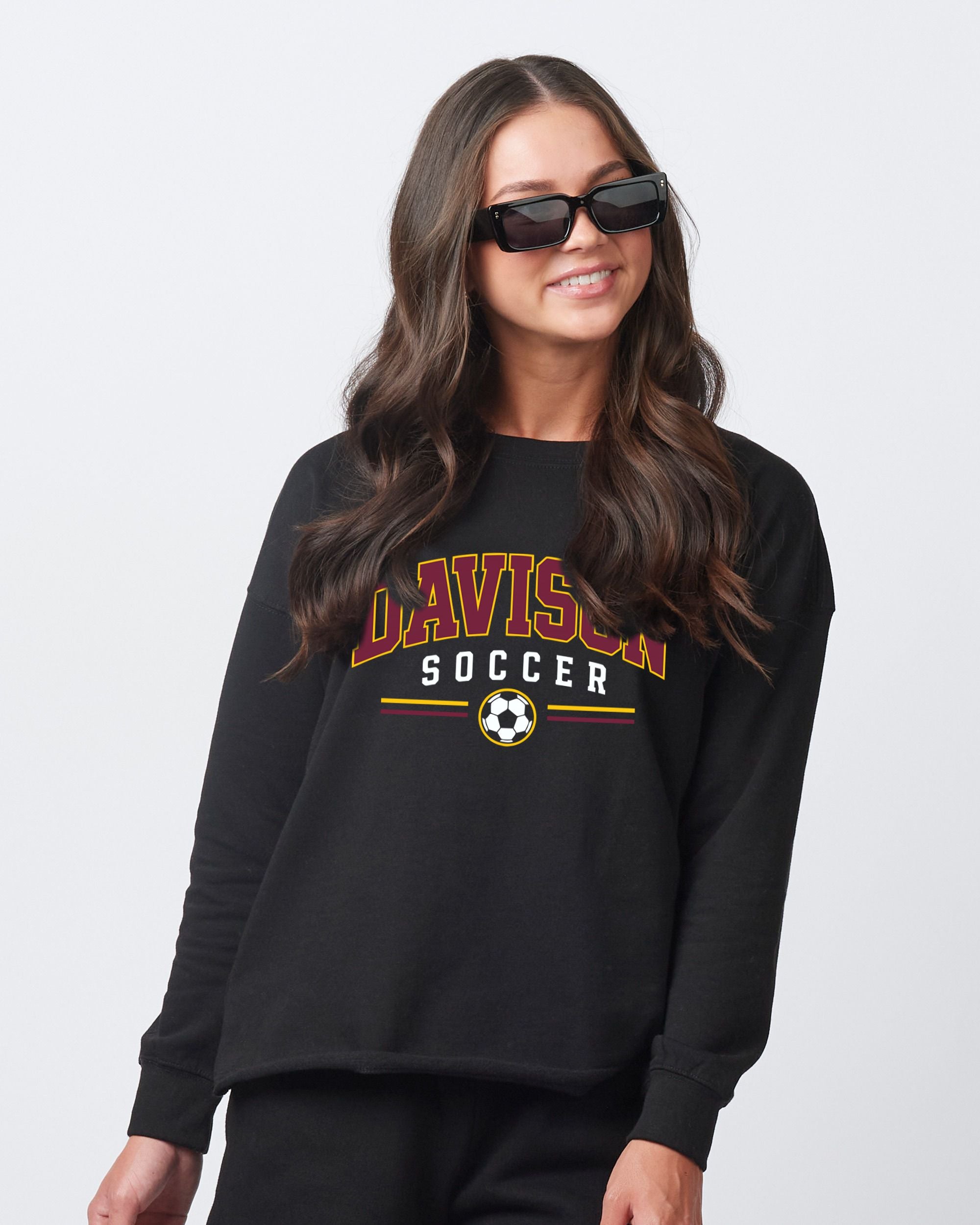 Davison Soccer Ladies Drop Shoulder Beach Fleece Crew