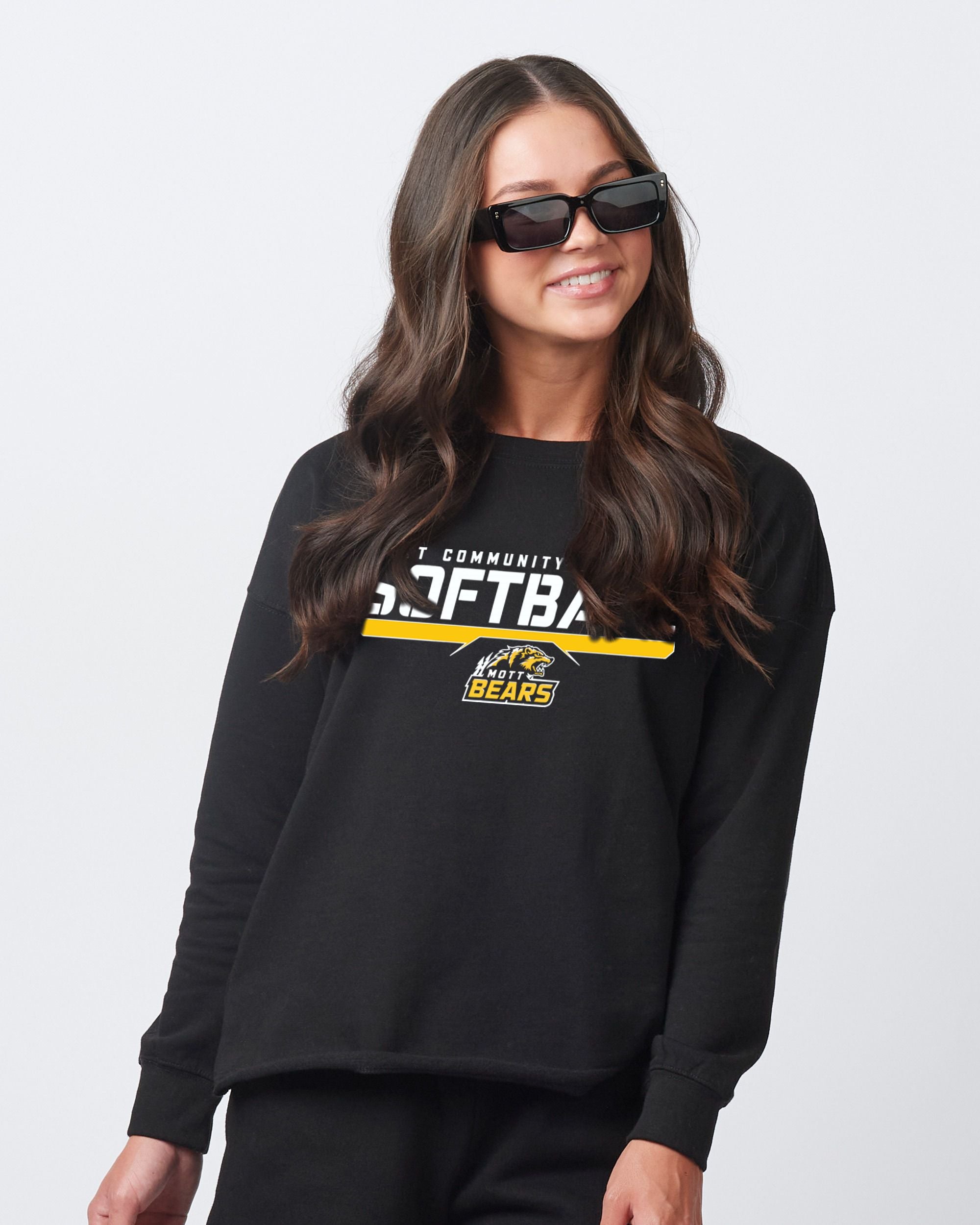 Mott CC Softball Ladies Drop Shoulder Beach Fleece Crew