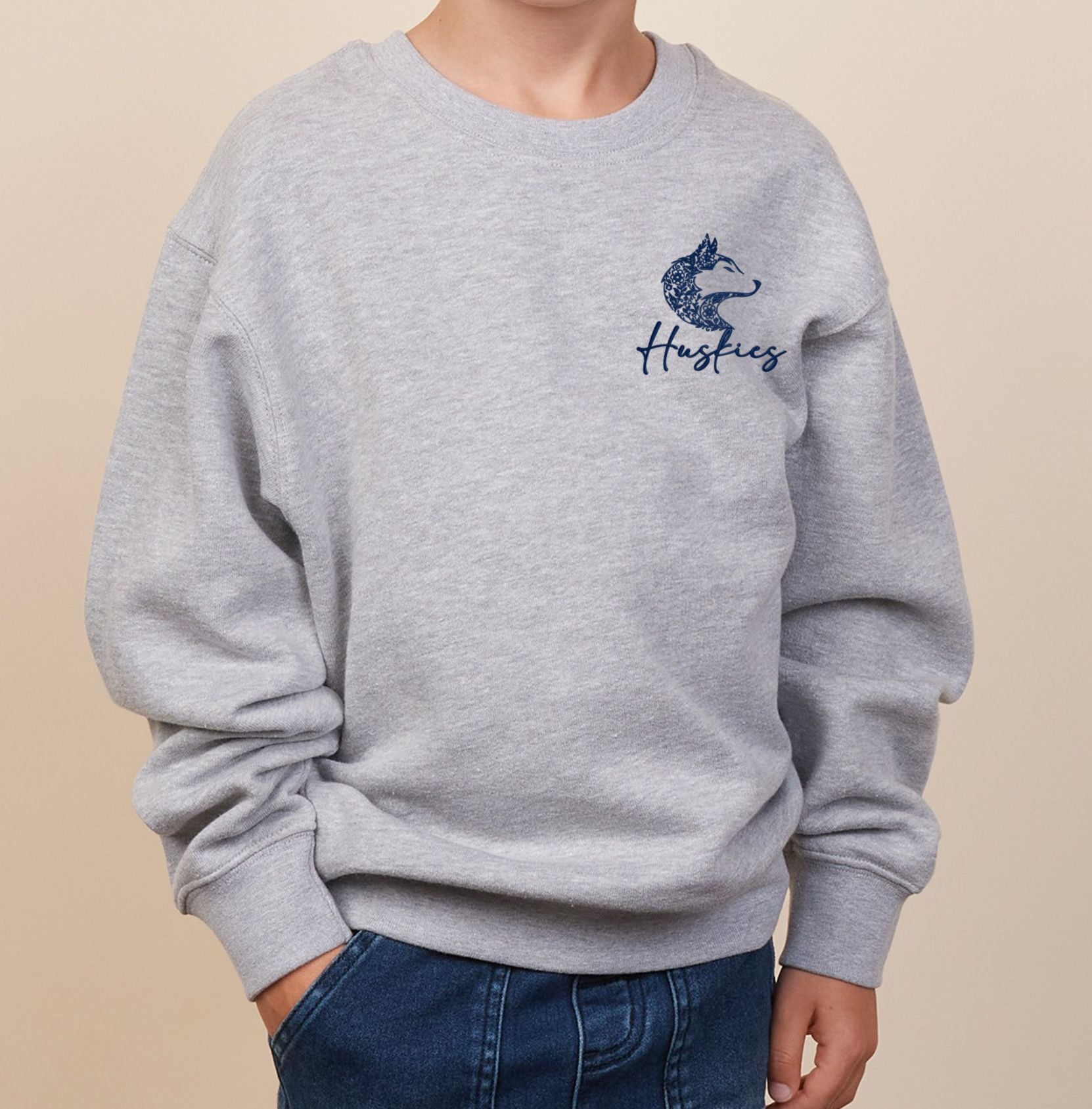 Hemlock Huskies Floral Youth Fleece Crew