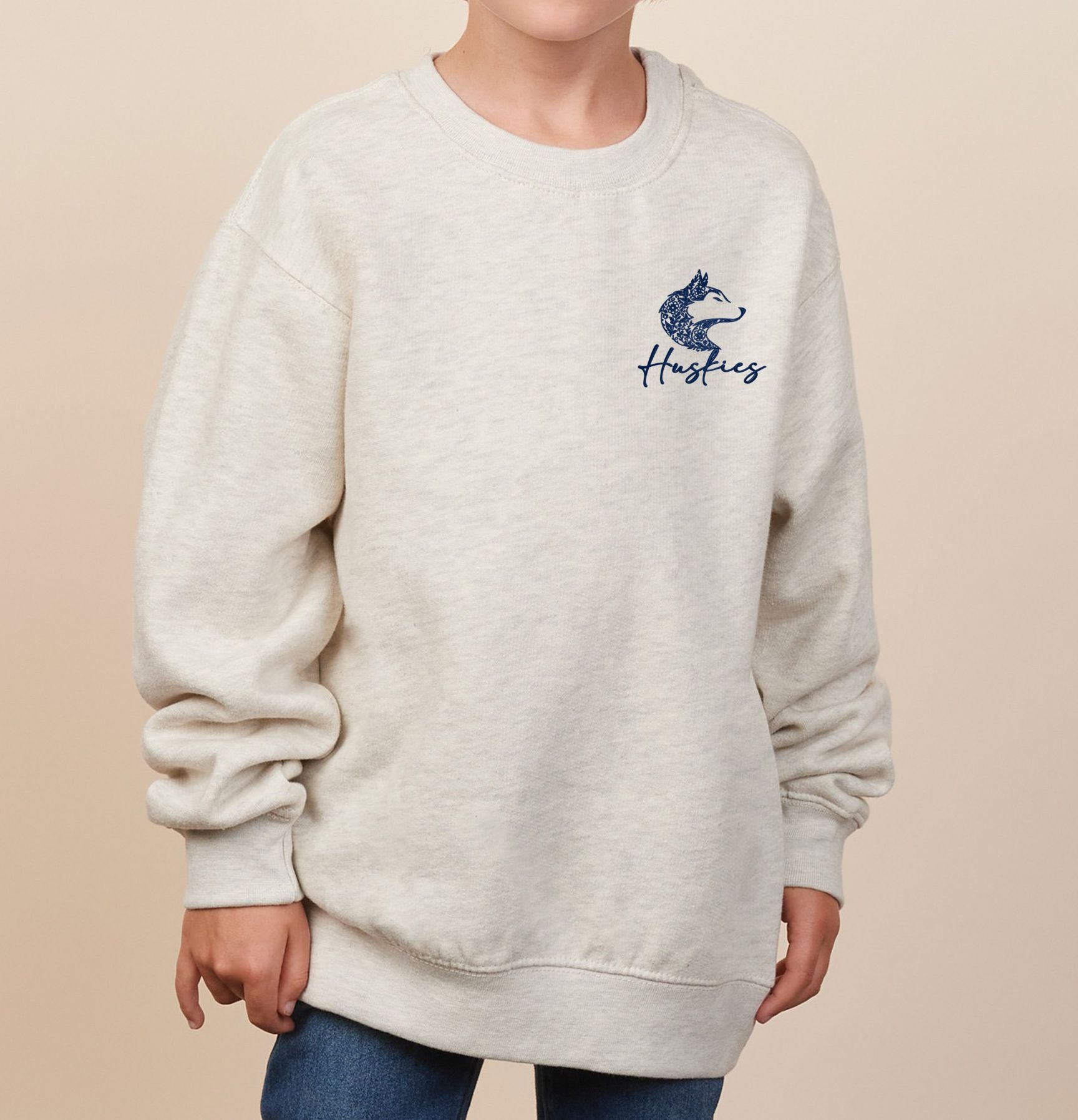 Hemlock Huskies Floral Youth Fleece Crew