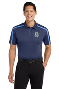 Holy Rosary Silk Touch™ Embroidered Performance Colorblock Stripe Polo