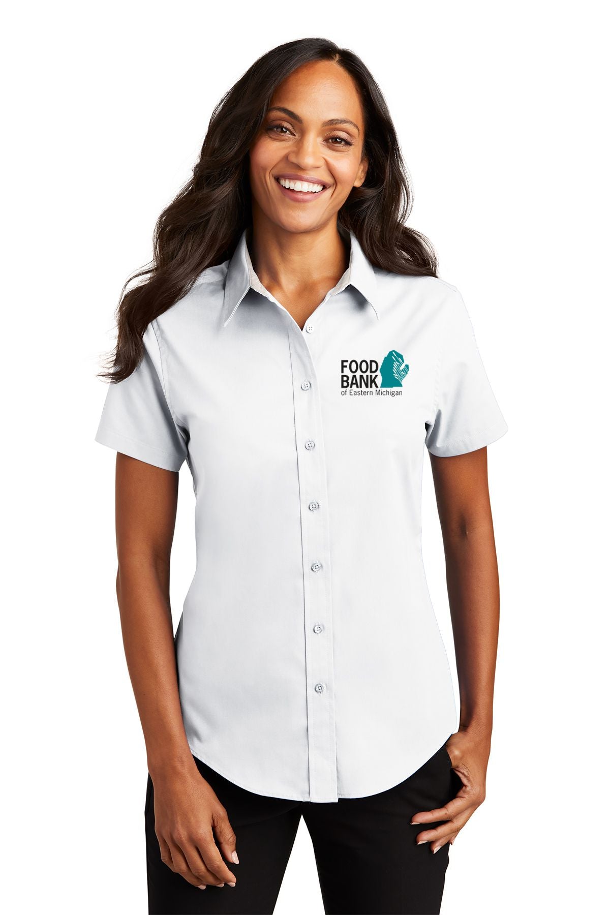 Food Bank of Eastern Michigan Ladies Short Sleeve Easy Care Shirt