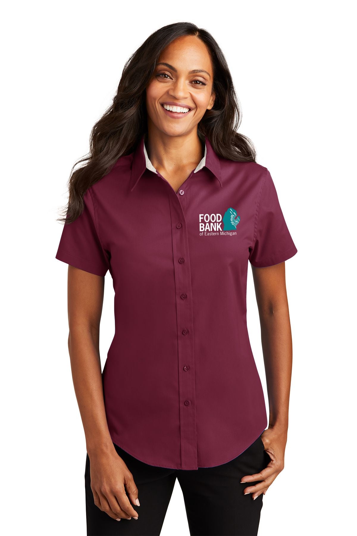 Food Bank of Eastern Michigan Ladies Short Sleeve Easy Care Shirt