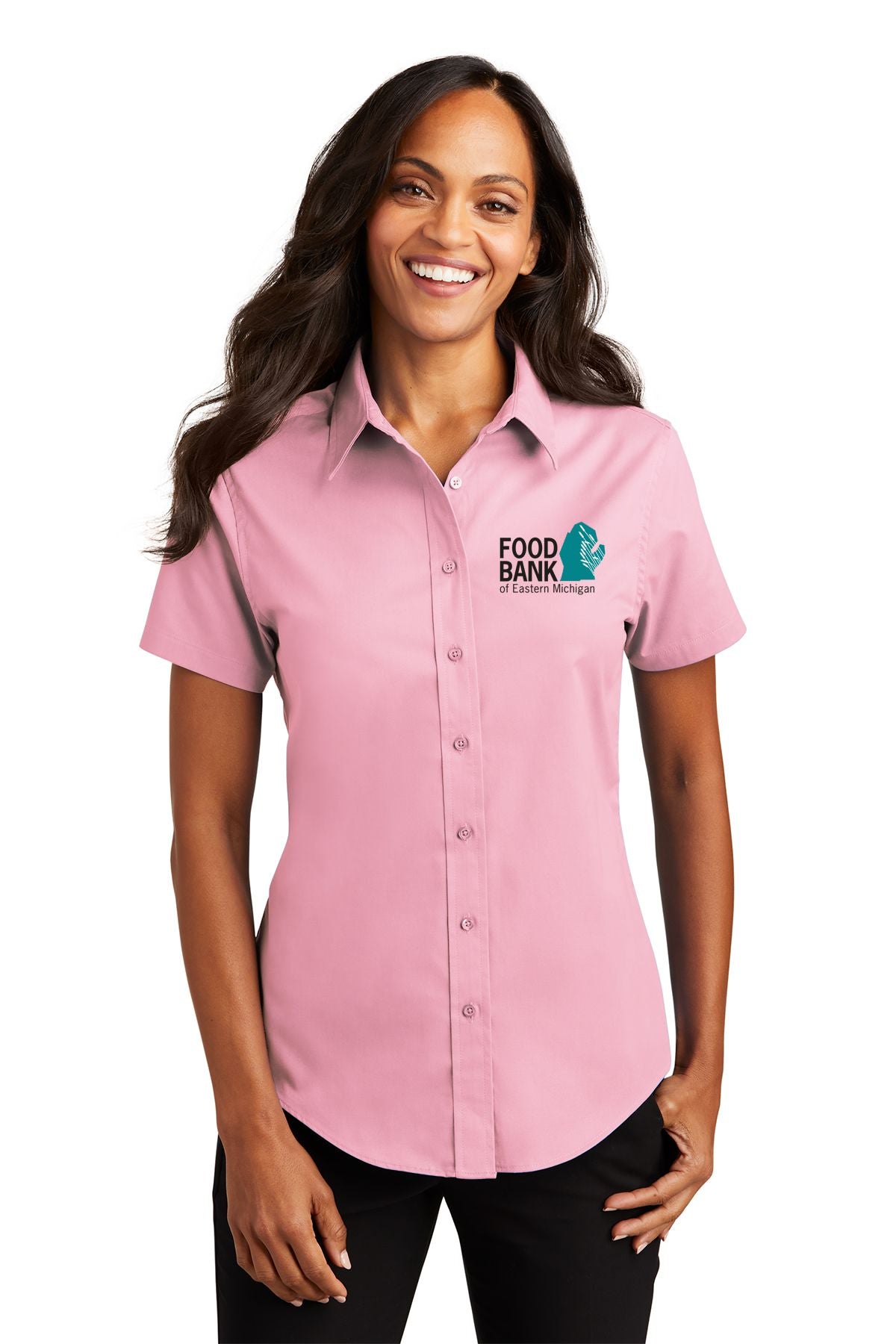 Food Bank of Eastern Michigan Ladies Short Sleeve Easy Care Shirt
