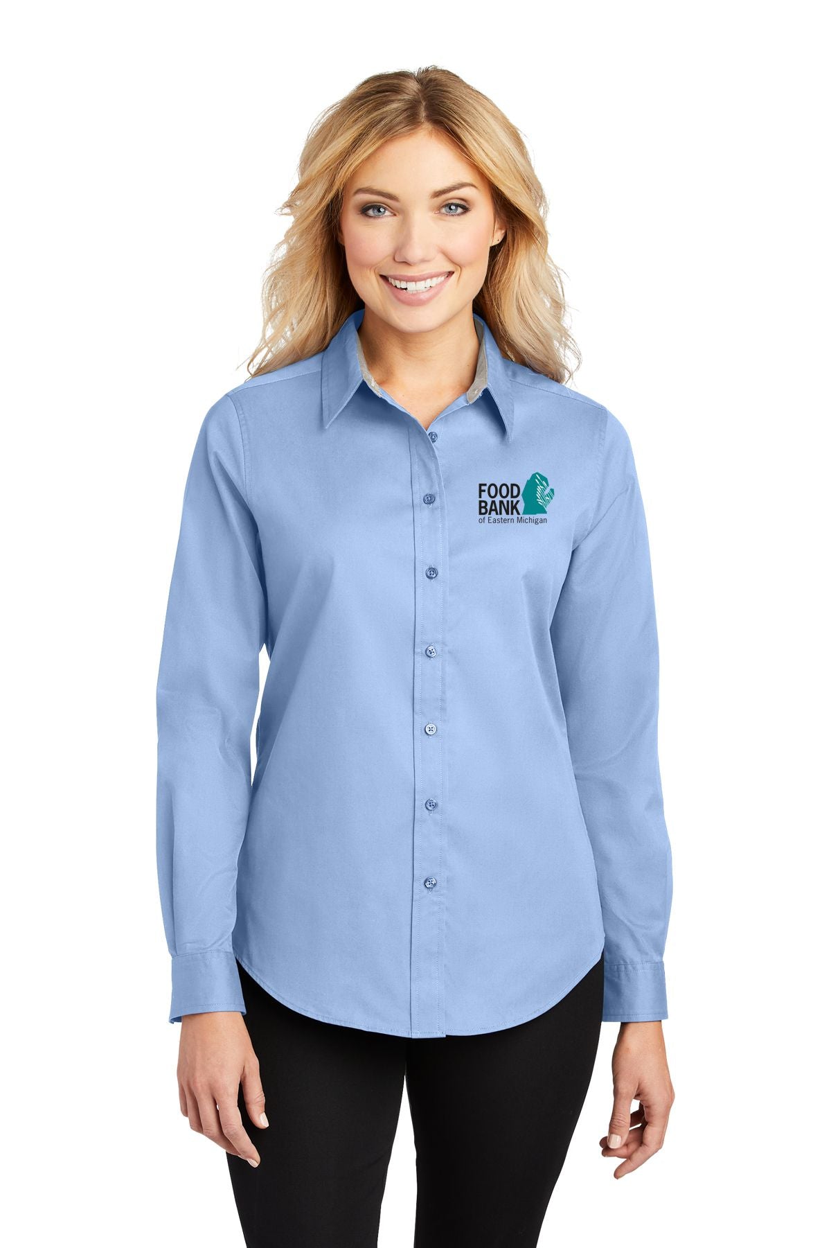 Food Bank of Eastern Michigan Ladies Long Sleeve Easy Care Shirt