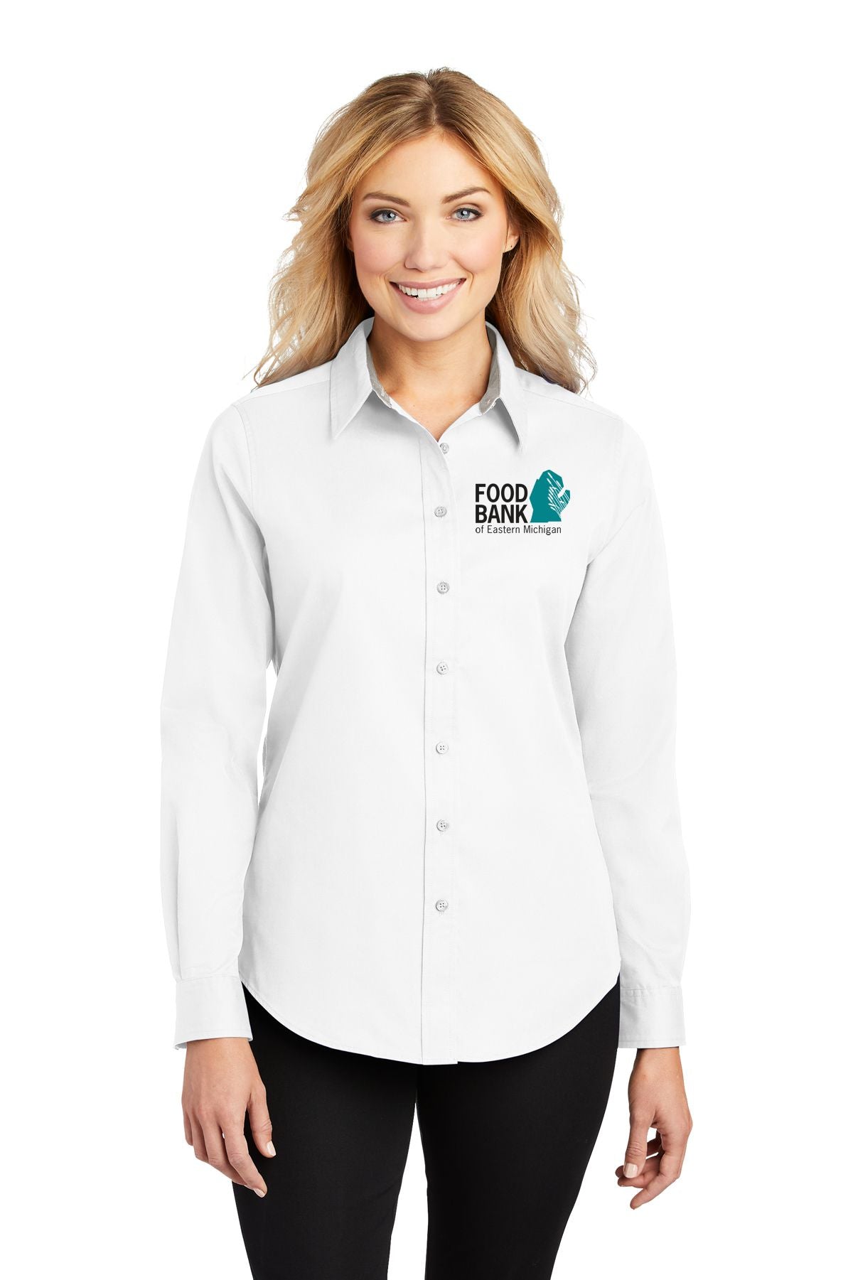 Food Bank of Eastern Michigan Ladies Long Sleeve Easy Care Shirt