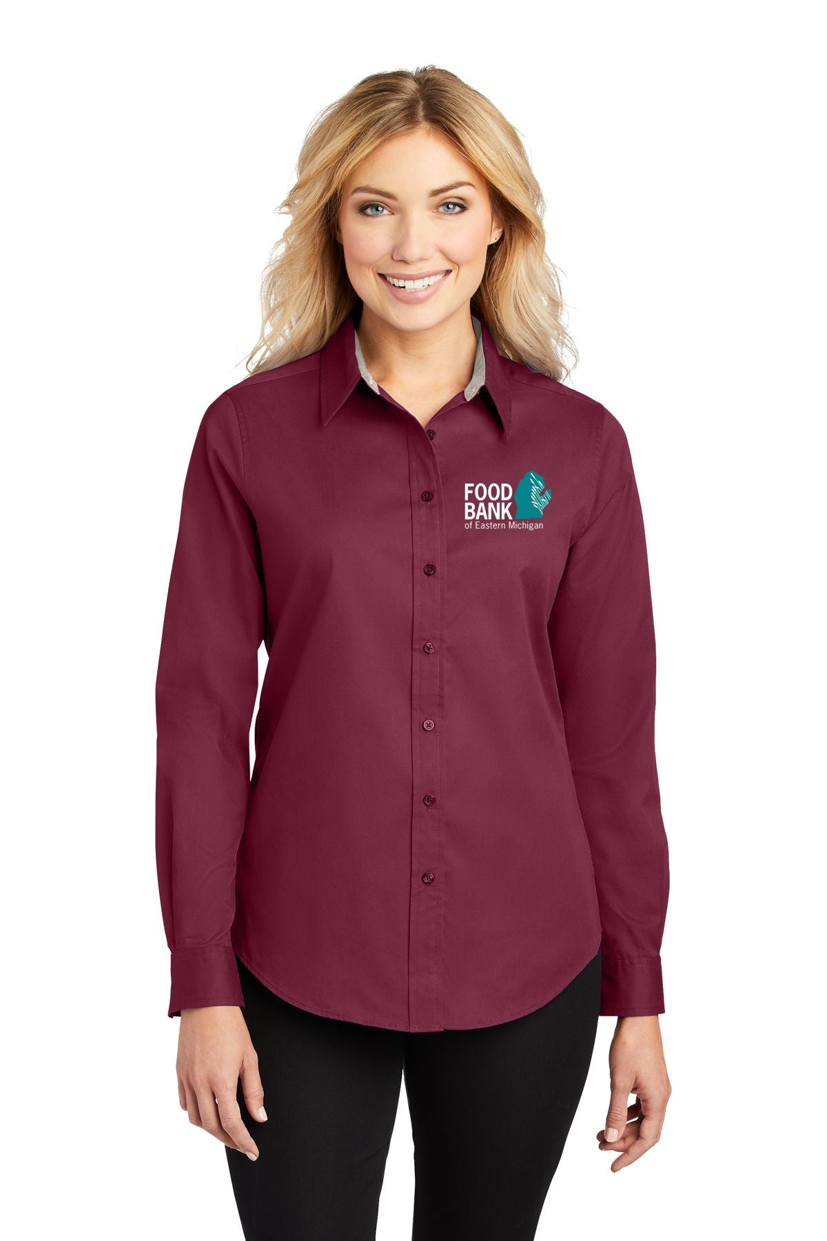 Food Bank of Eastern Michigan Ladies Long Sleeve Easy Care Shirt