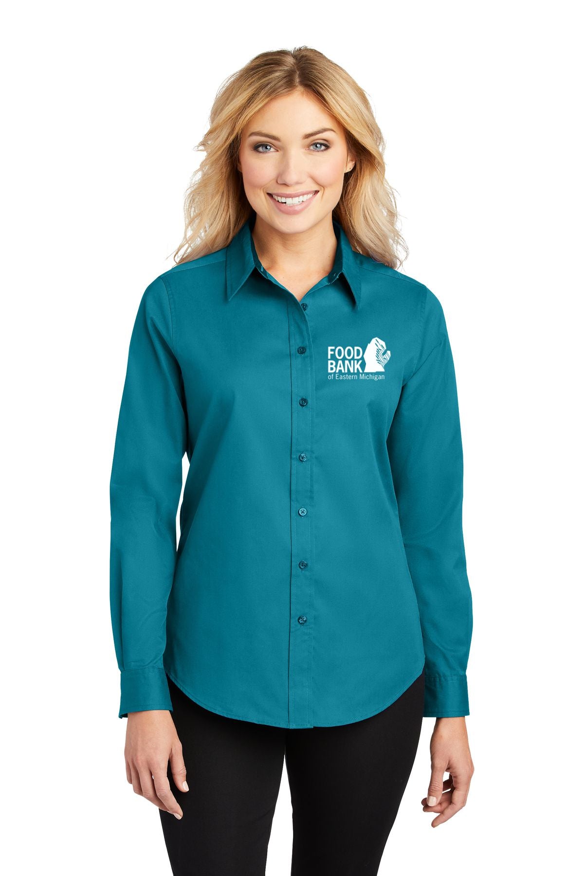 Food Bank of Eastern Michigan Ladies Long Sleeve Easy Care Shirt