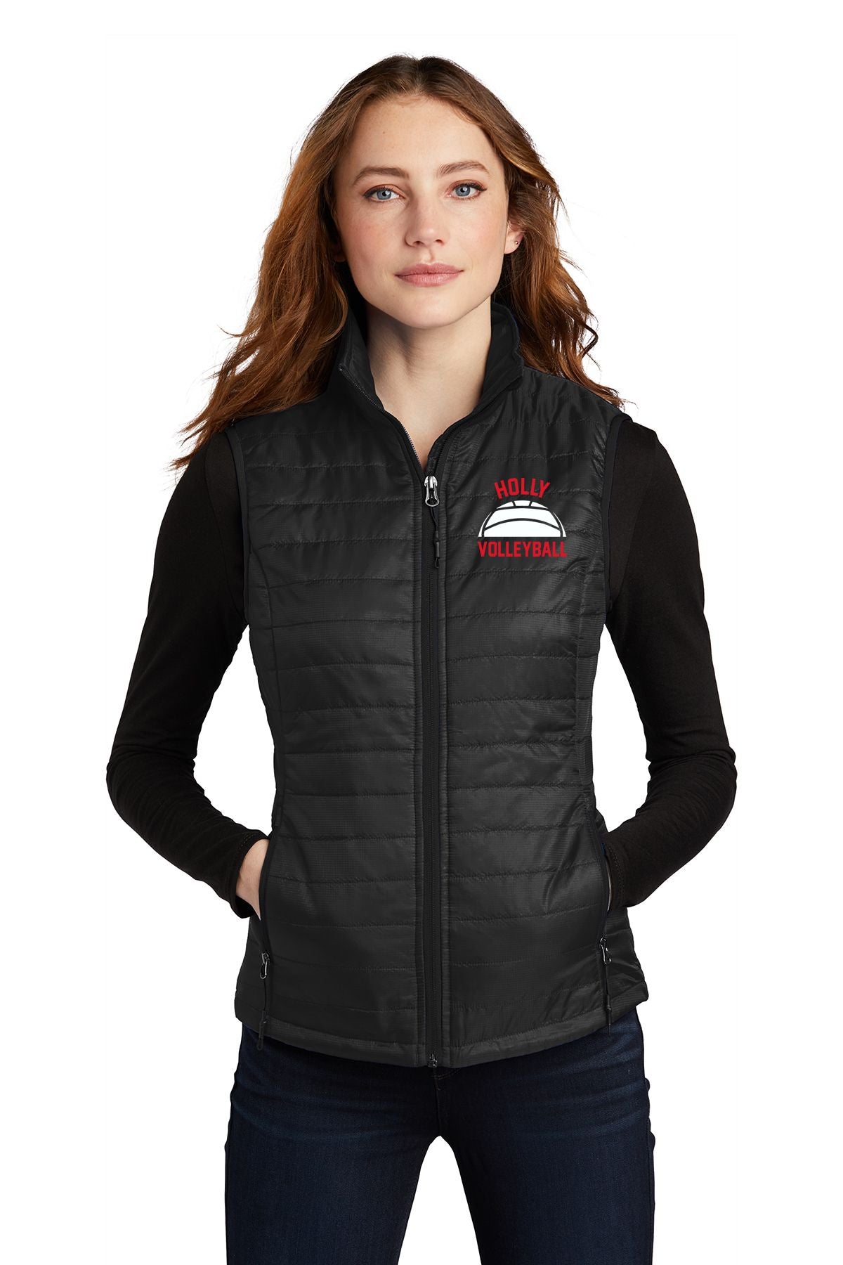 Holly Volleyball Ladies Packable Puffy Vest