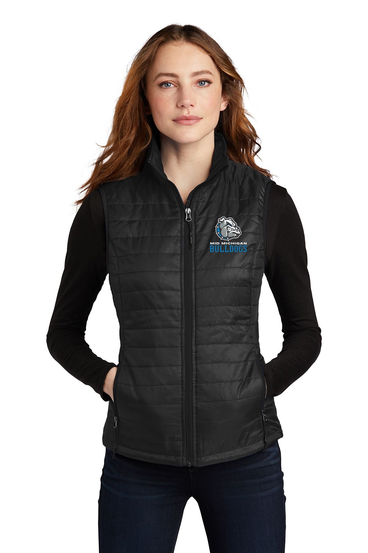 Mid Michigan Bulldogs Ladies Packable Puffy Vest