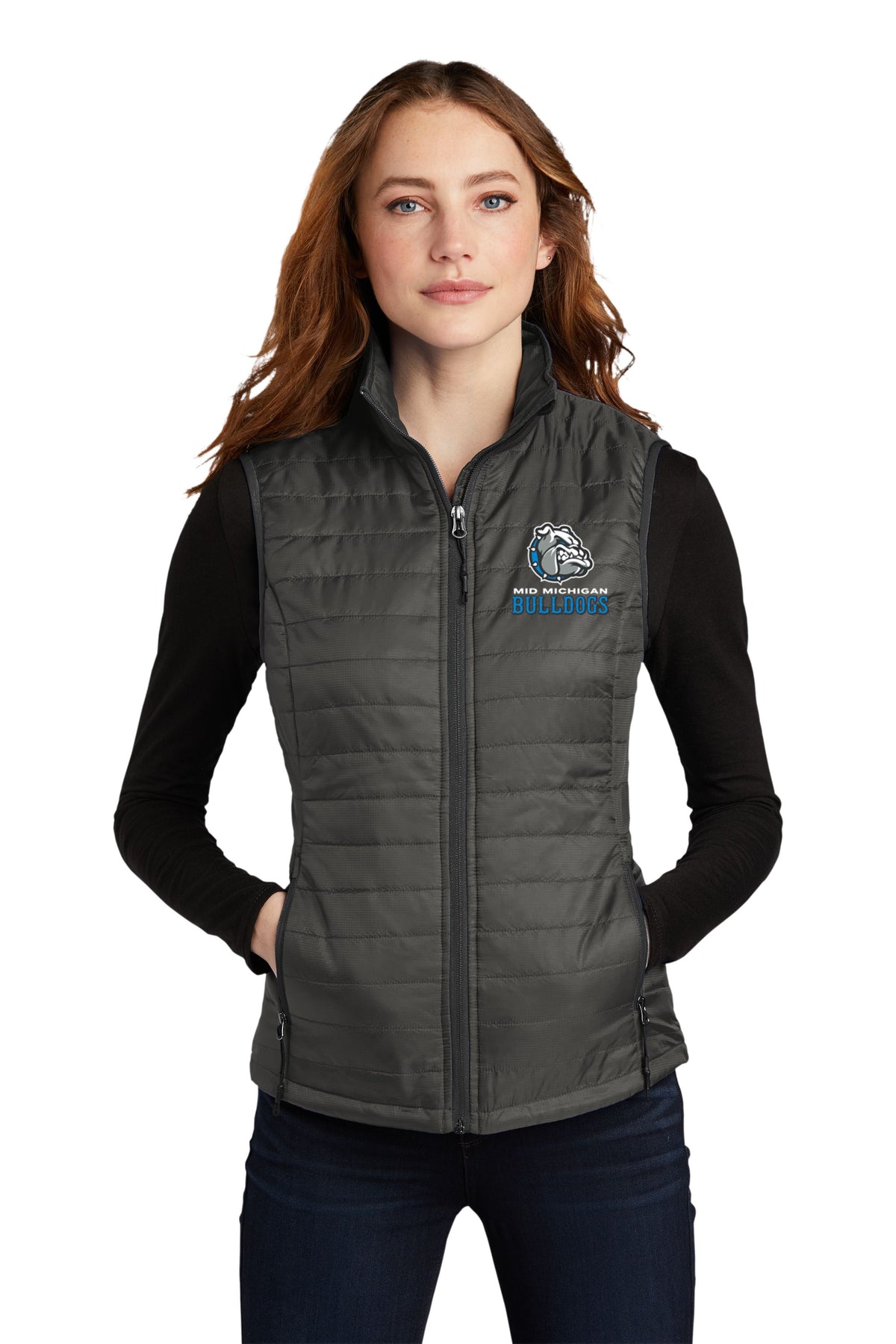 Mid Michigan Bulldogs Ladies Packable Puffy Vest