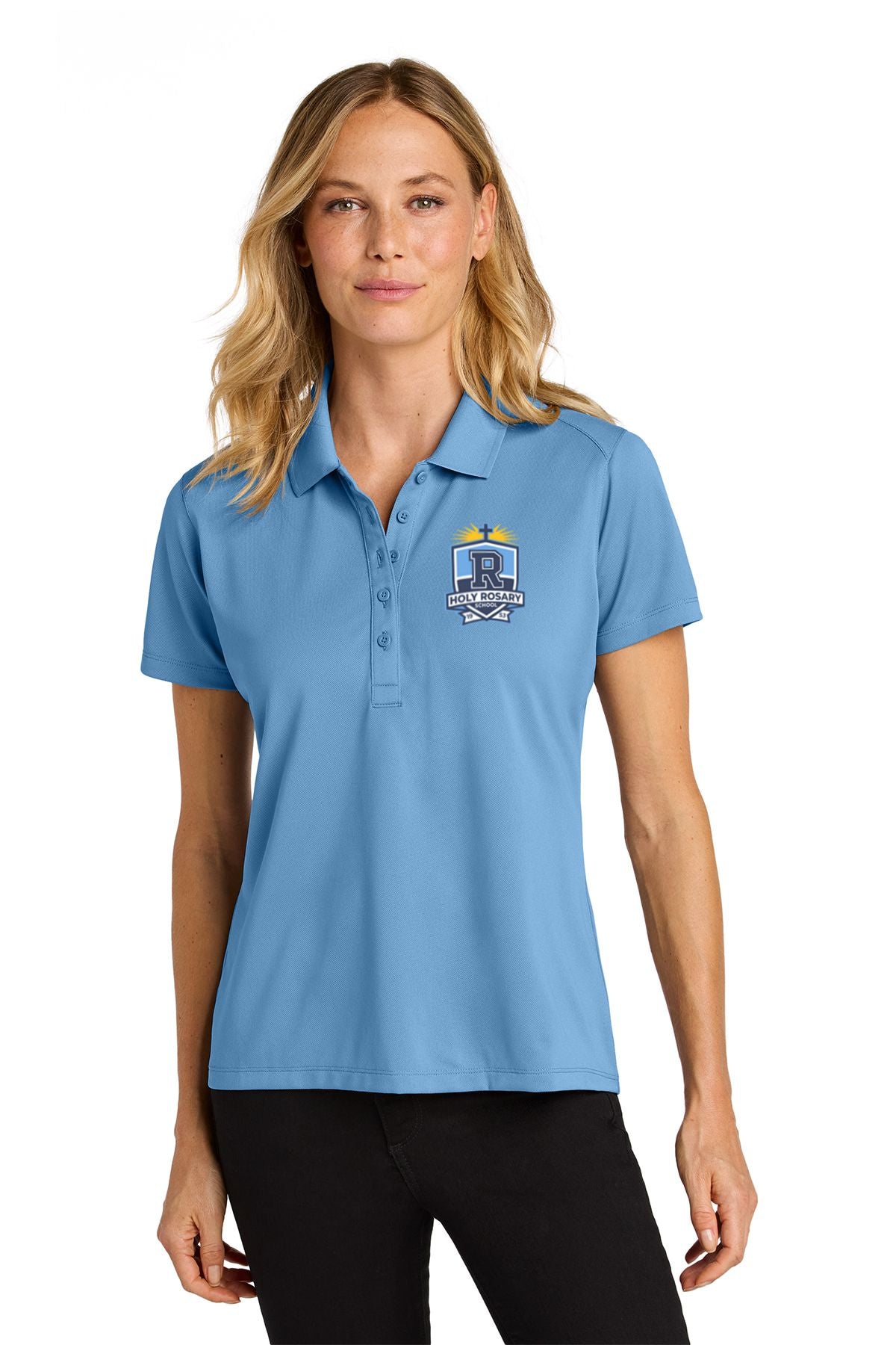 Holy Rosary Wearever Embroidered Performance Pique Polo