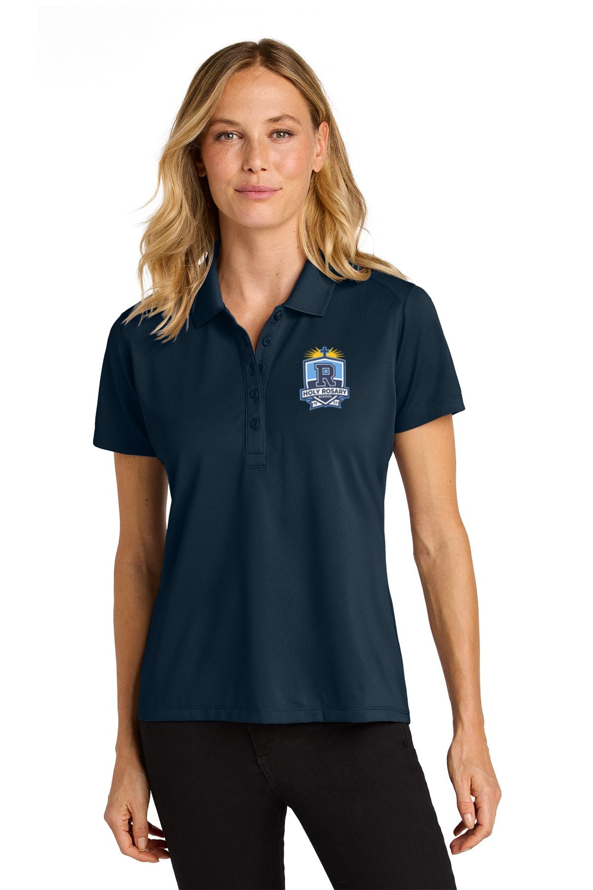 Holy Rosary Wearever Embroidered Performance Pique Polo