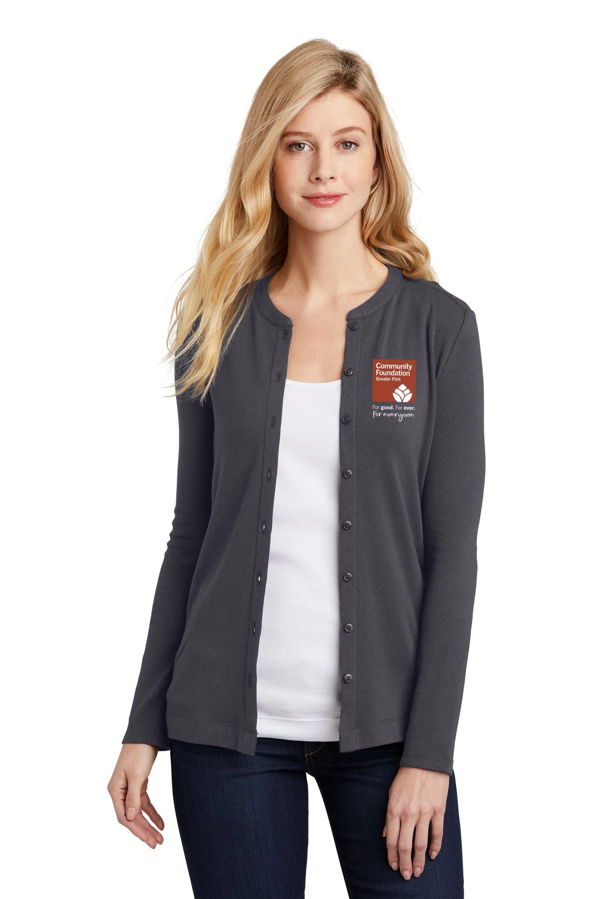 Community Foundation of Greater Flint Port Authority® Ladies Concept Stretch Button-Front Cardigan