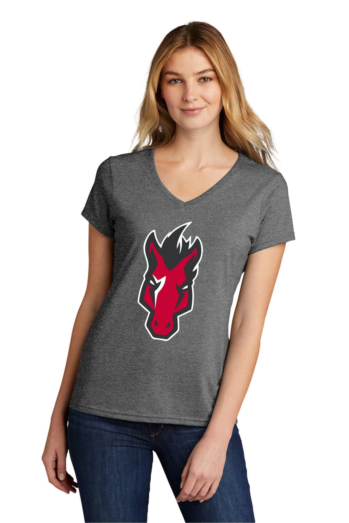 Mustangs Ladies Tri-Blend V-Neck Tee