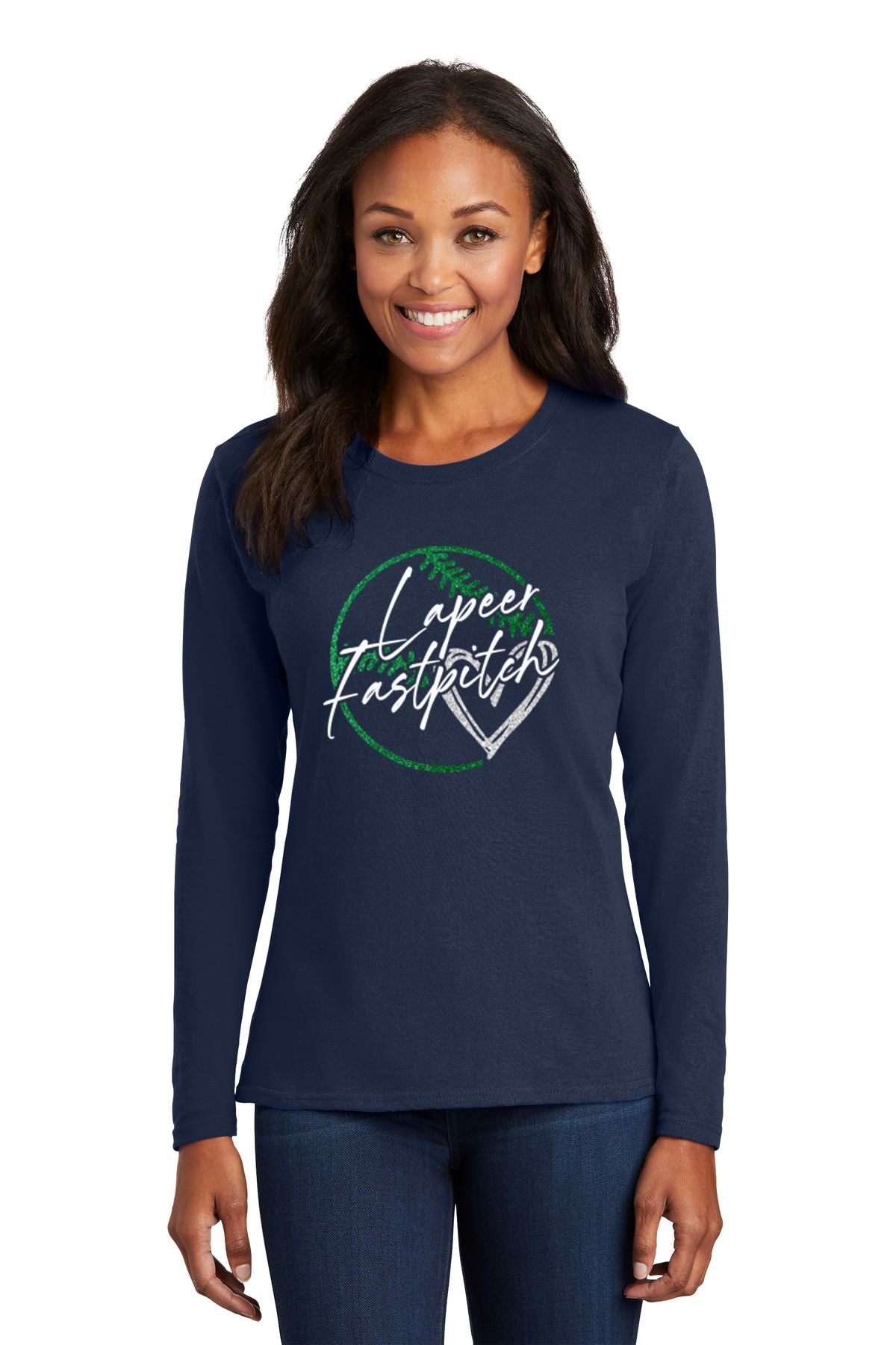 Lapeer Fastpitch Glitter Basic Long Sleeve Shirt