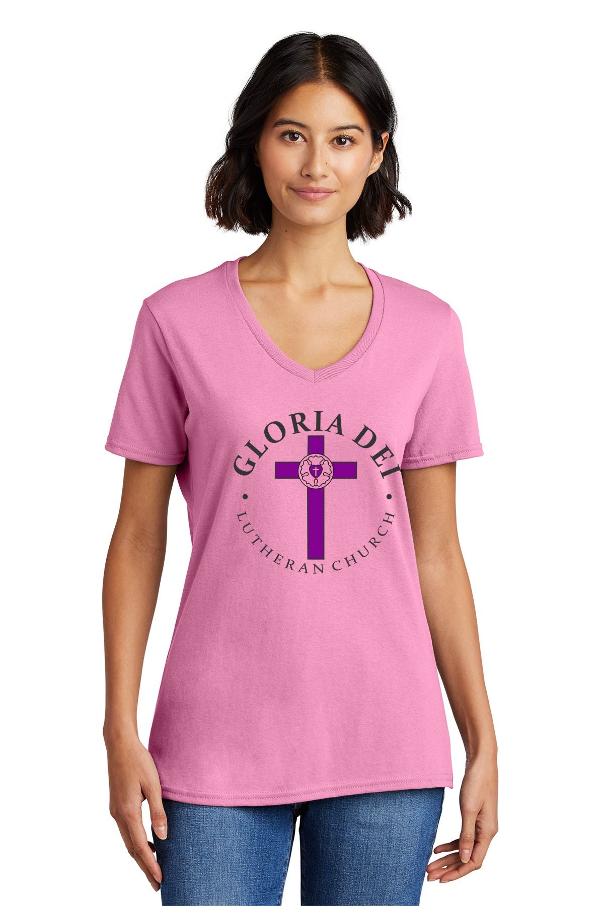 Gloria Dei Lutheran Church Ladies V-Neck T-shirt