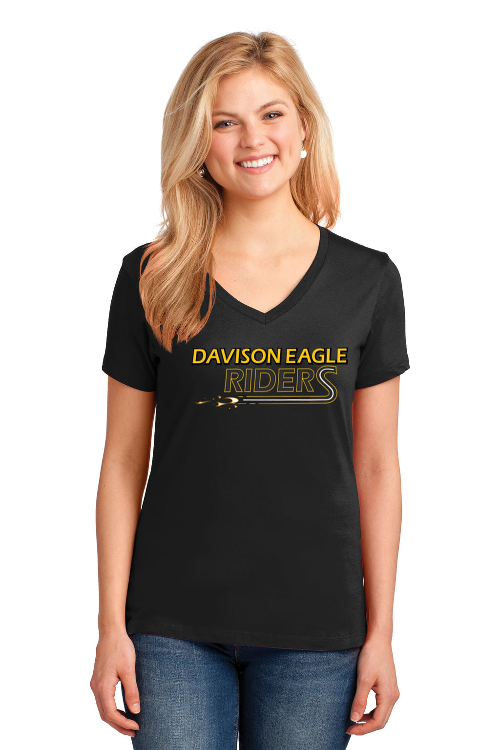 Davison Eagle Riders Ladies Basic V-Neck Tee