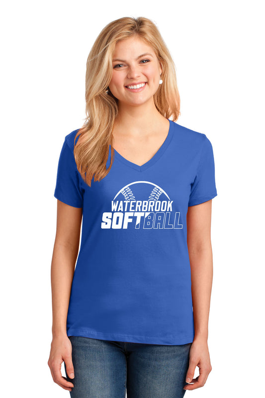 Waterbrook Christian Academy Softball Ladies Basic V-Neck Tee