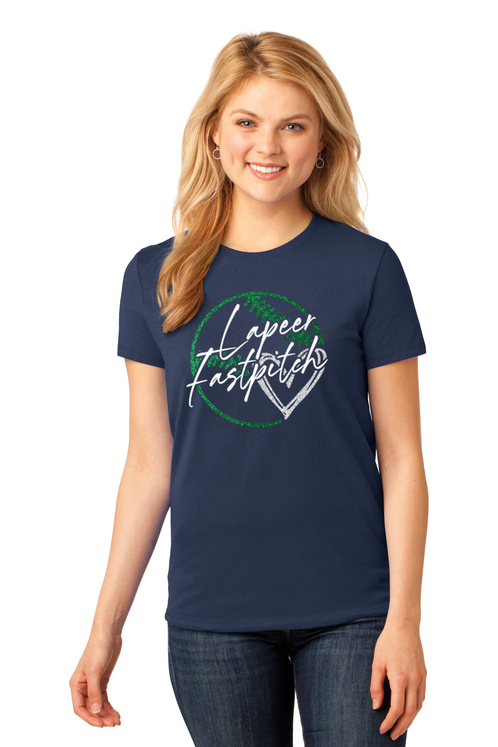 Lapeer Fastpitch Glitter Ladies Basic T-shirt