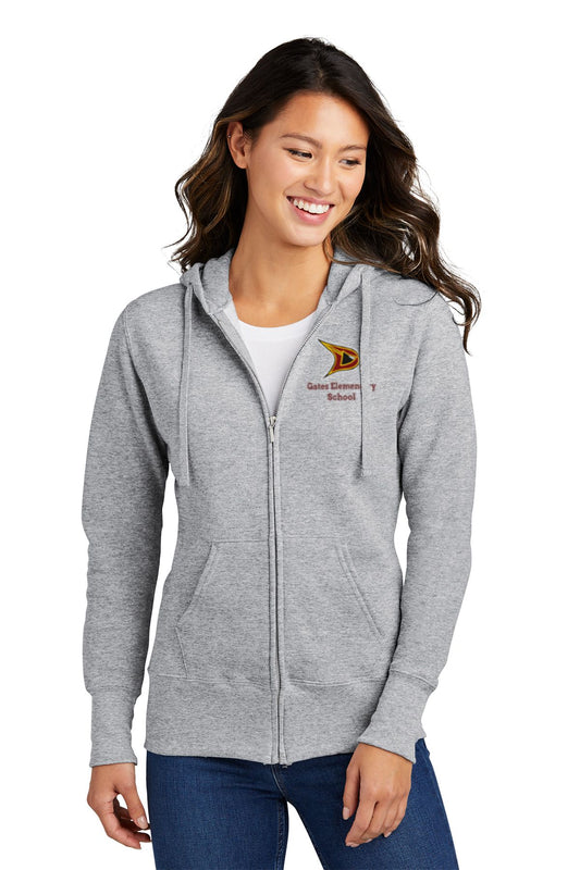 Gates Elementary Ladies Full Zip Cotton Hooded Pullover