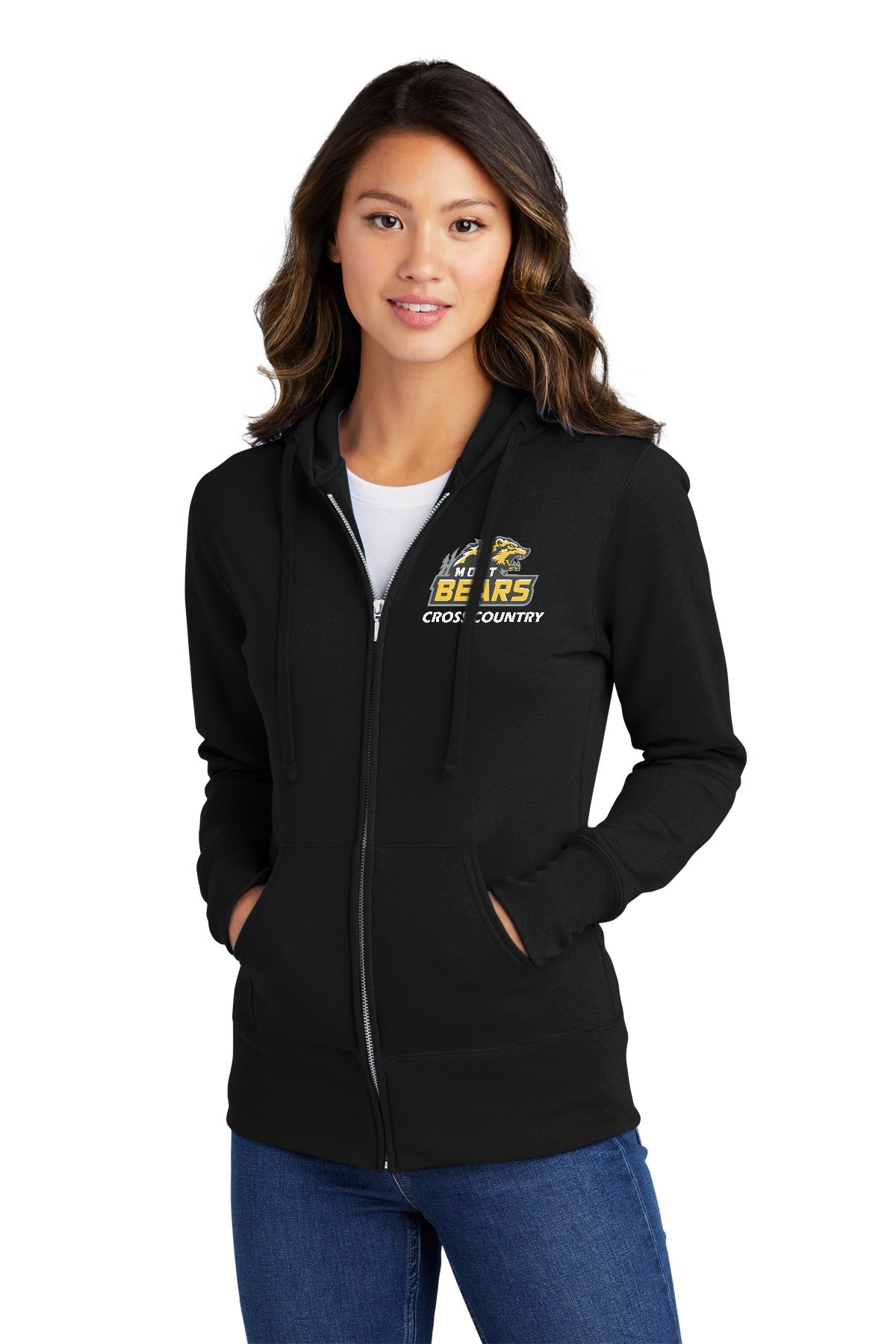Mott Cross Country Ladies Embroidered Full Zip Cotton Hooded Pullover