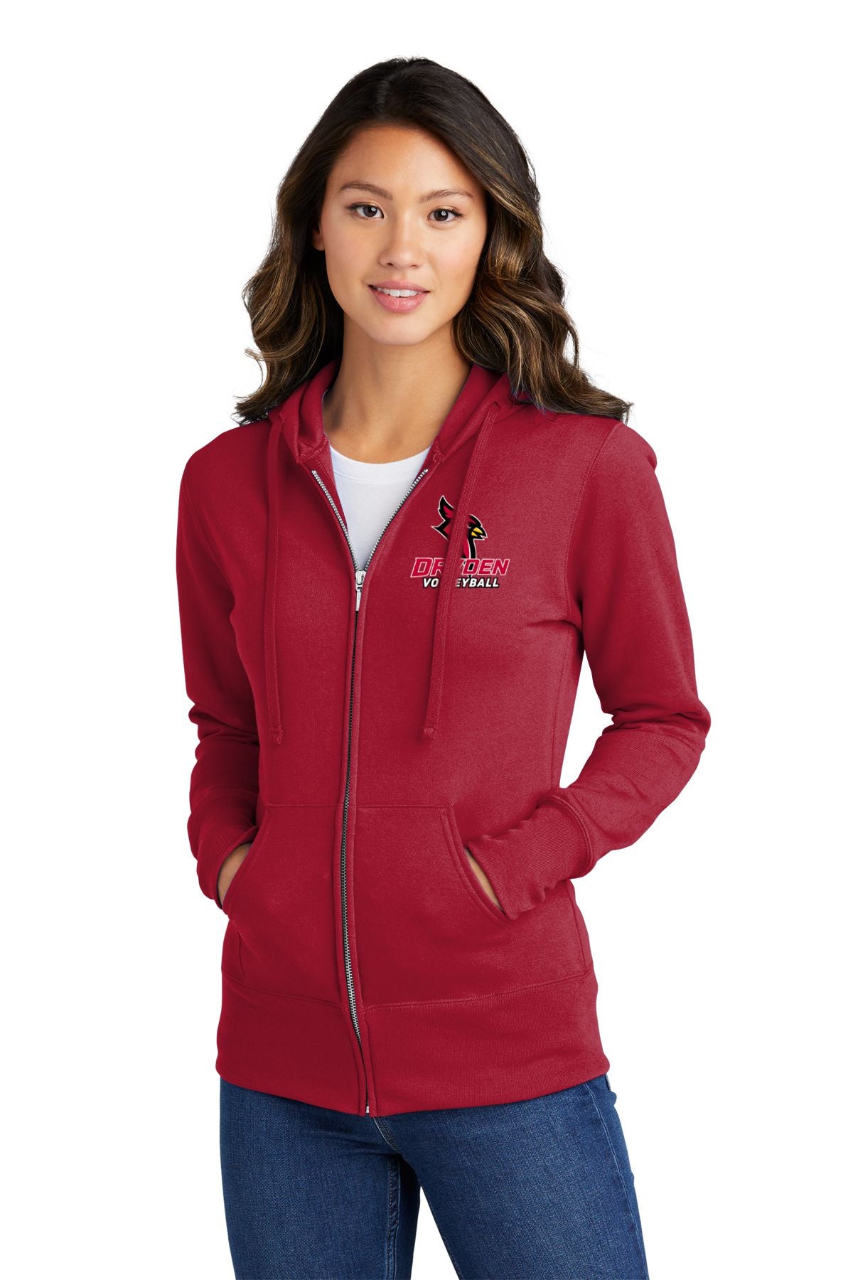 Dryden Volleyball Ladies Full Zip Cotton Hooded Pullover