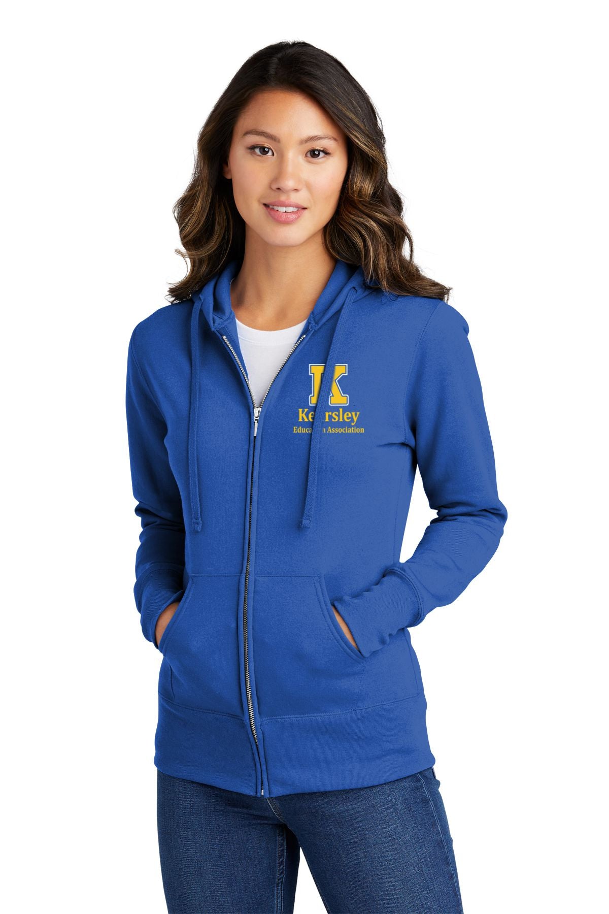 Kearsley Education Association Ladies Full Zip Cotton Hooded Pullover