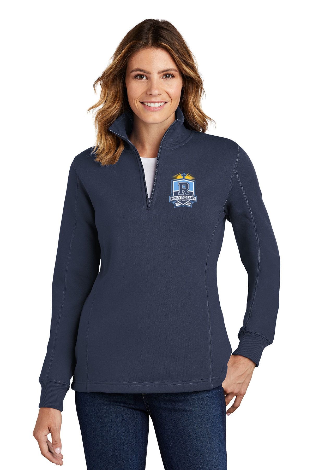 Holy Rosary Women's Embroidered 1/4-Zip Sweatshirt