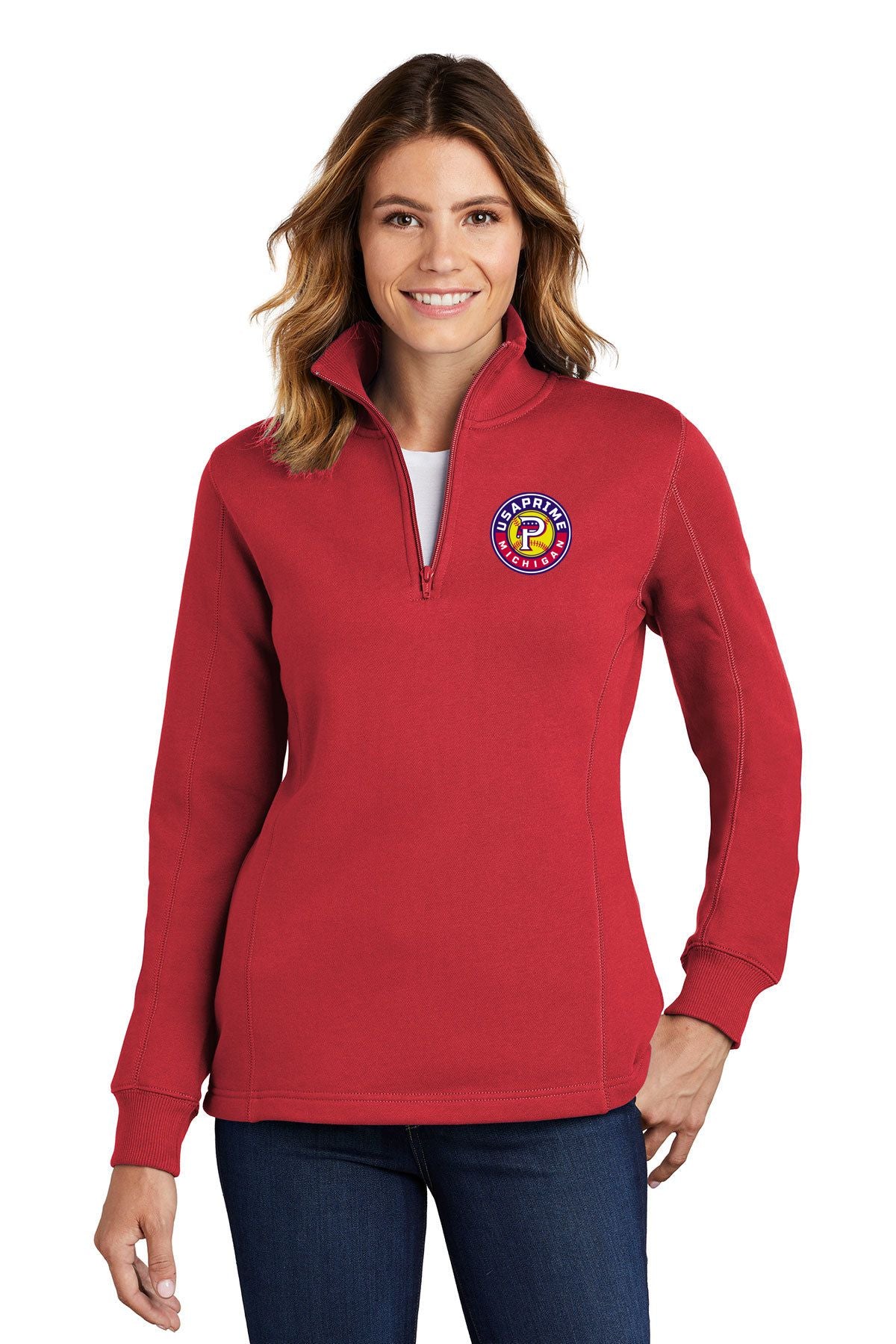 USA Prime Softball Women's Embroidered 1/4-Zip Sweatshirt