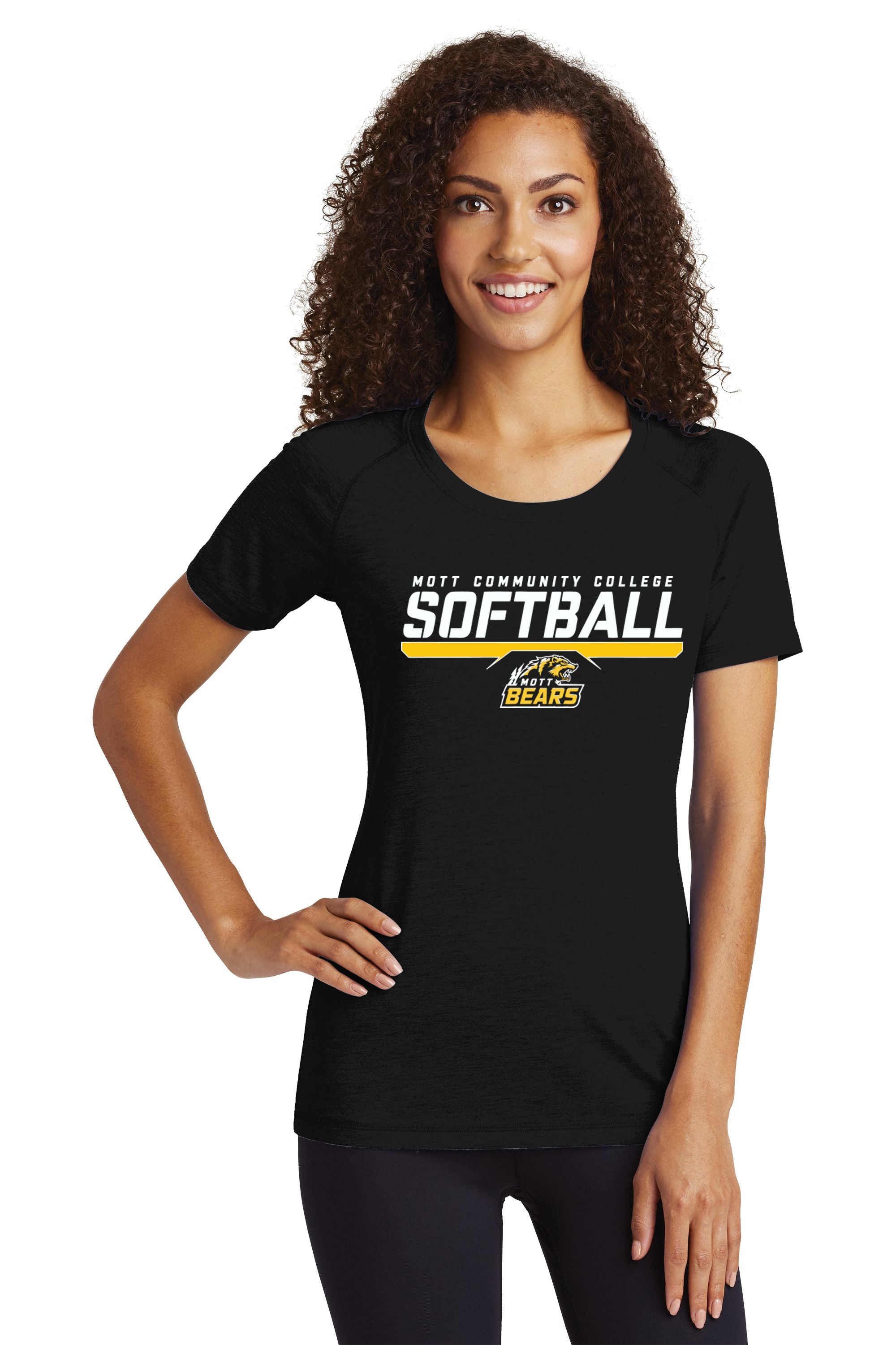 Mott CC Softball PosiCharge® Tri-Blend Wicking Raglan Tee