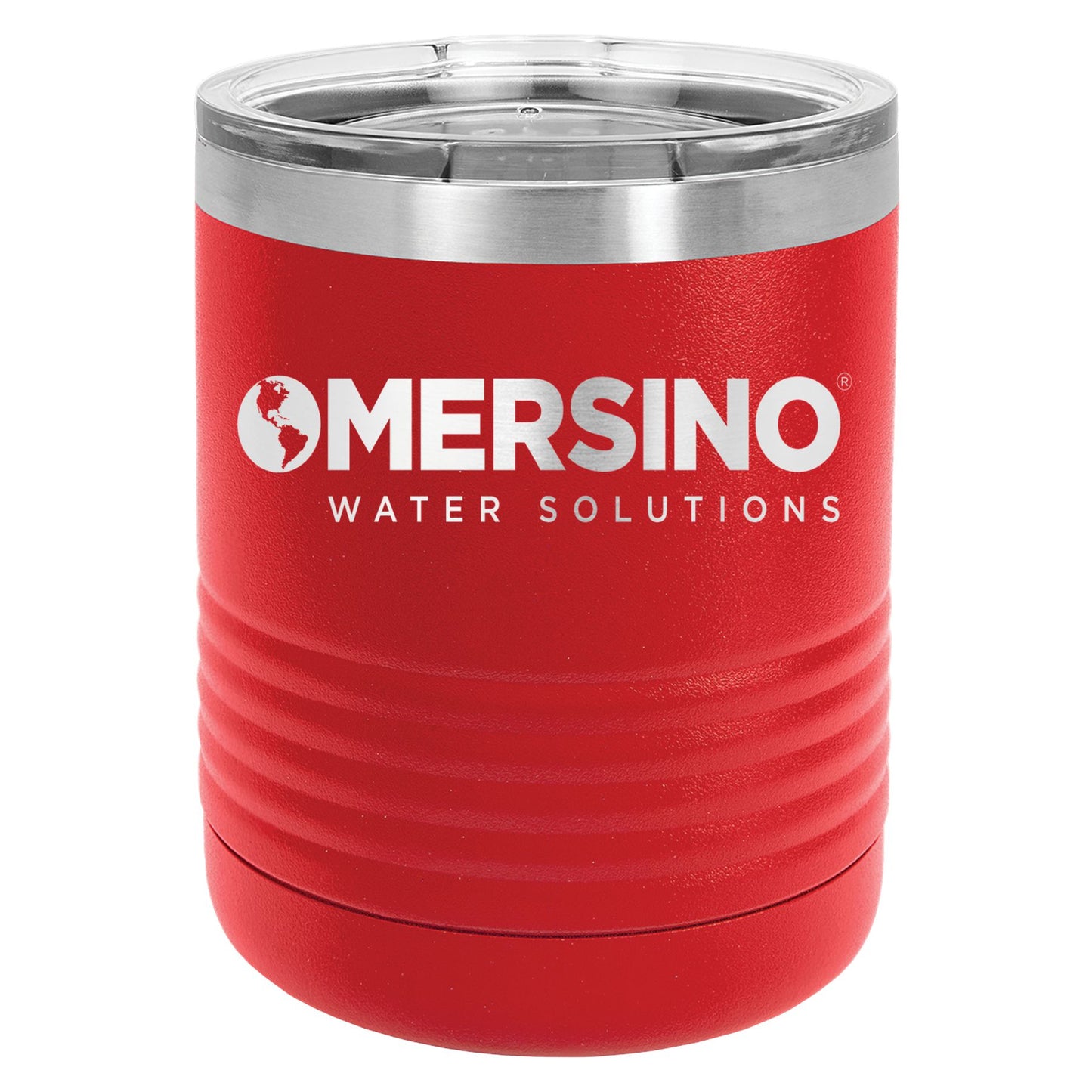 Mersino 10 oz. Red Vacuum Insulated Ringneck Tumbler with Clear Lid